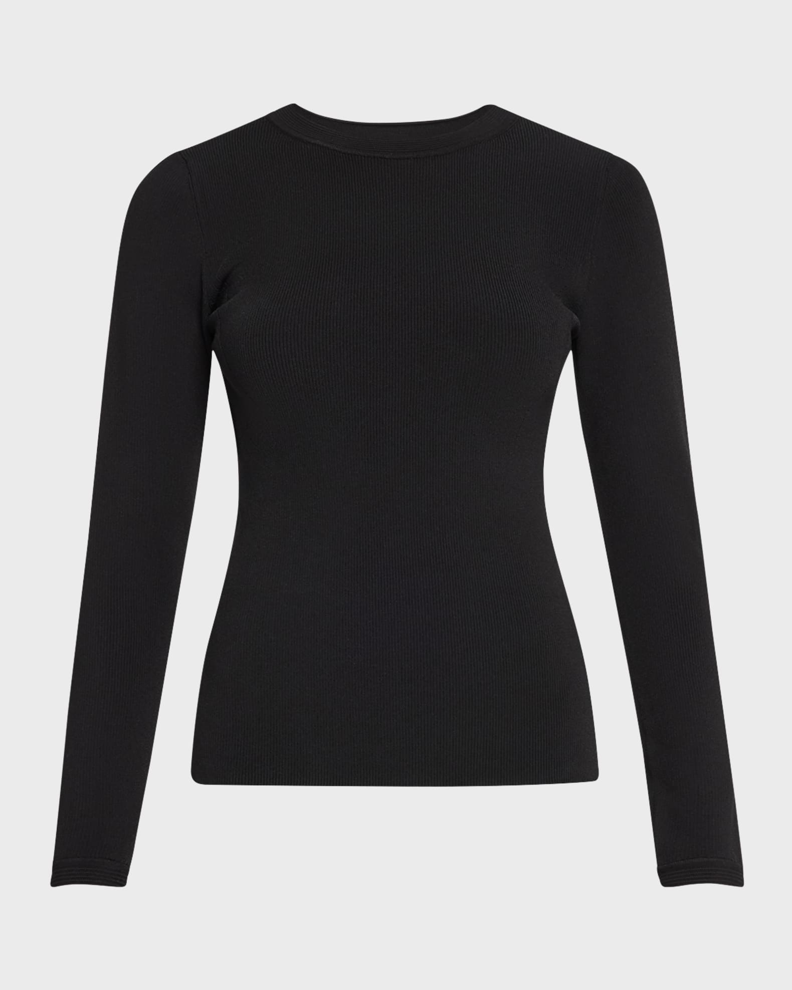 Long-Sleeve Compact Rib-Knit Top 0