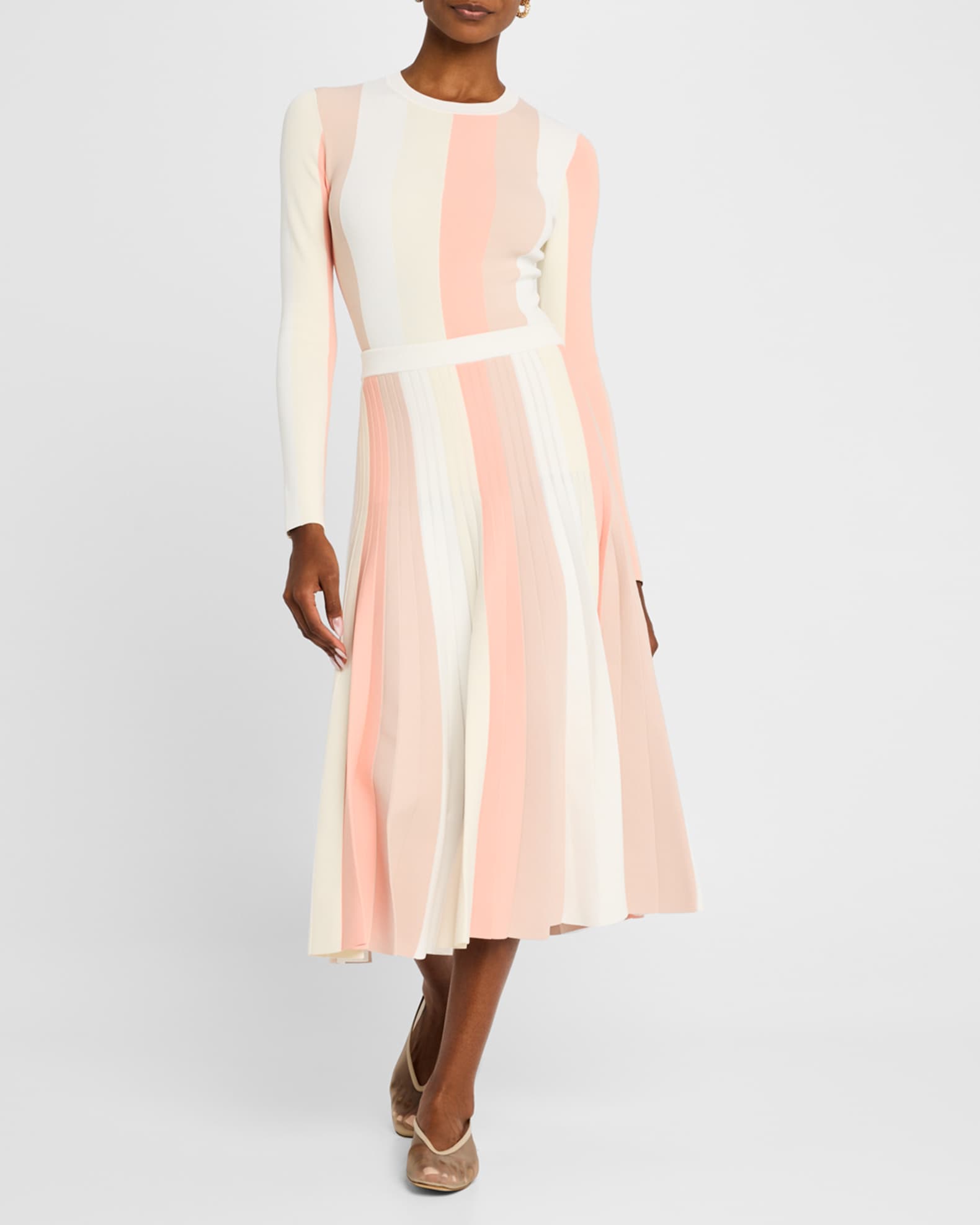 Color Block Knit Midi Skirt 1