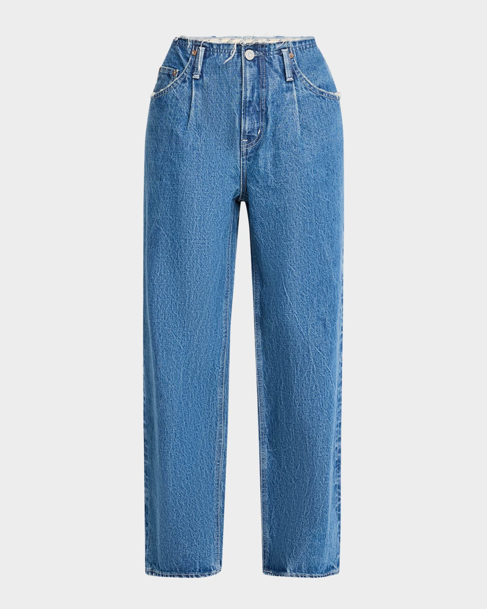 MOUSSY VINTAGE Macclenny Frayed Pleated Jeans | Neiman Marcus