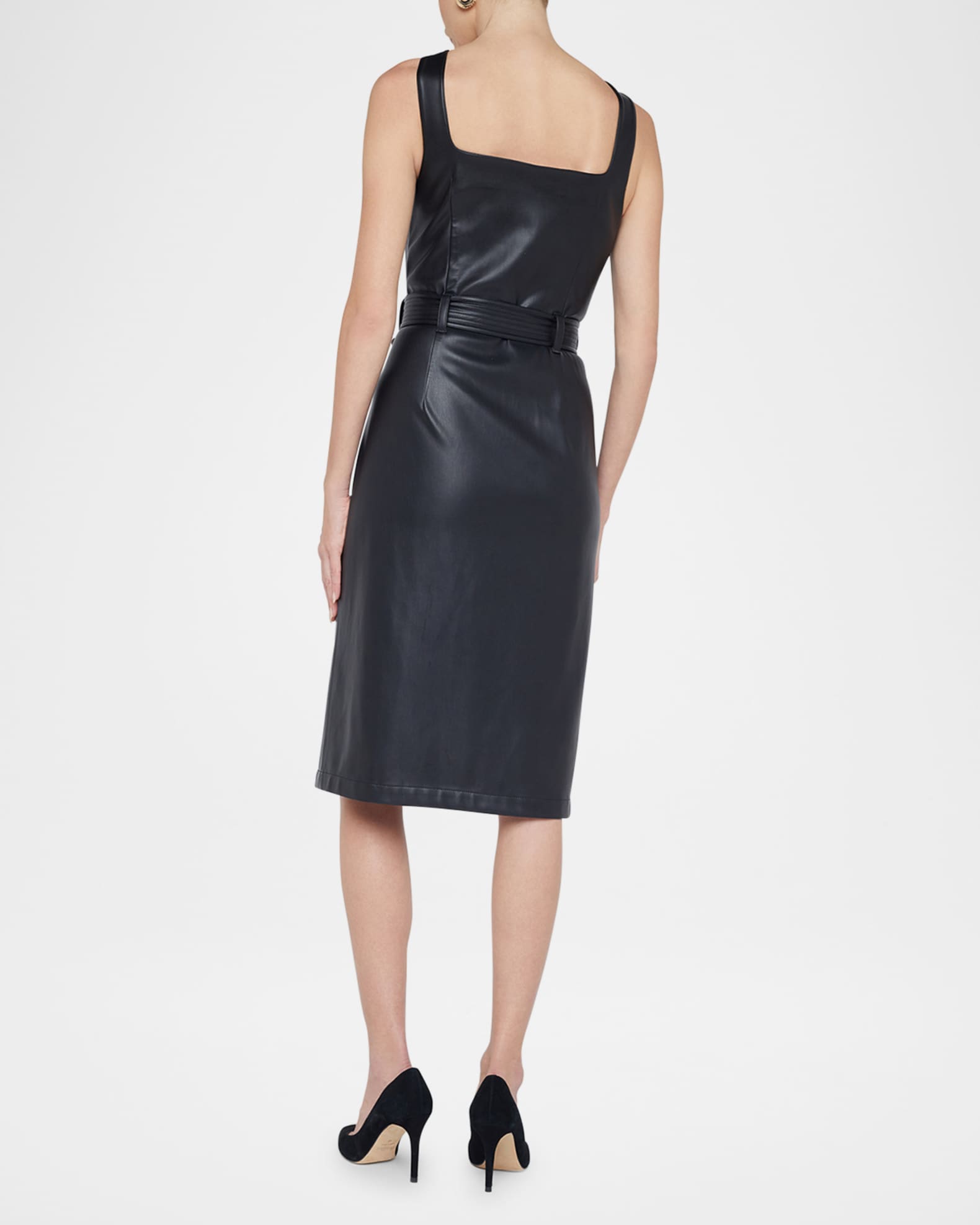 Idy Button-Front Faux Leather Dress 1