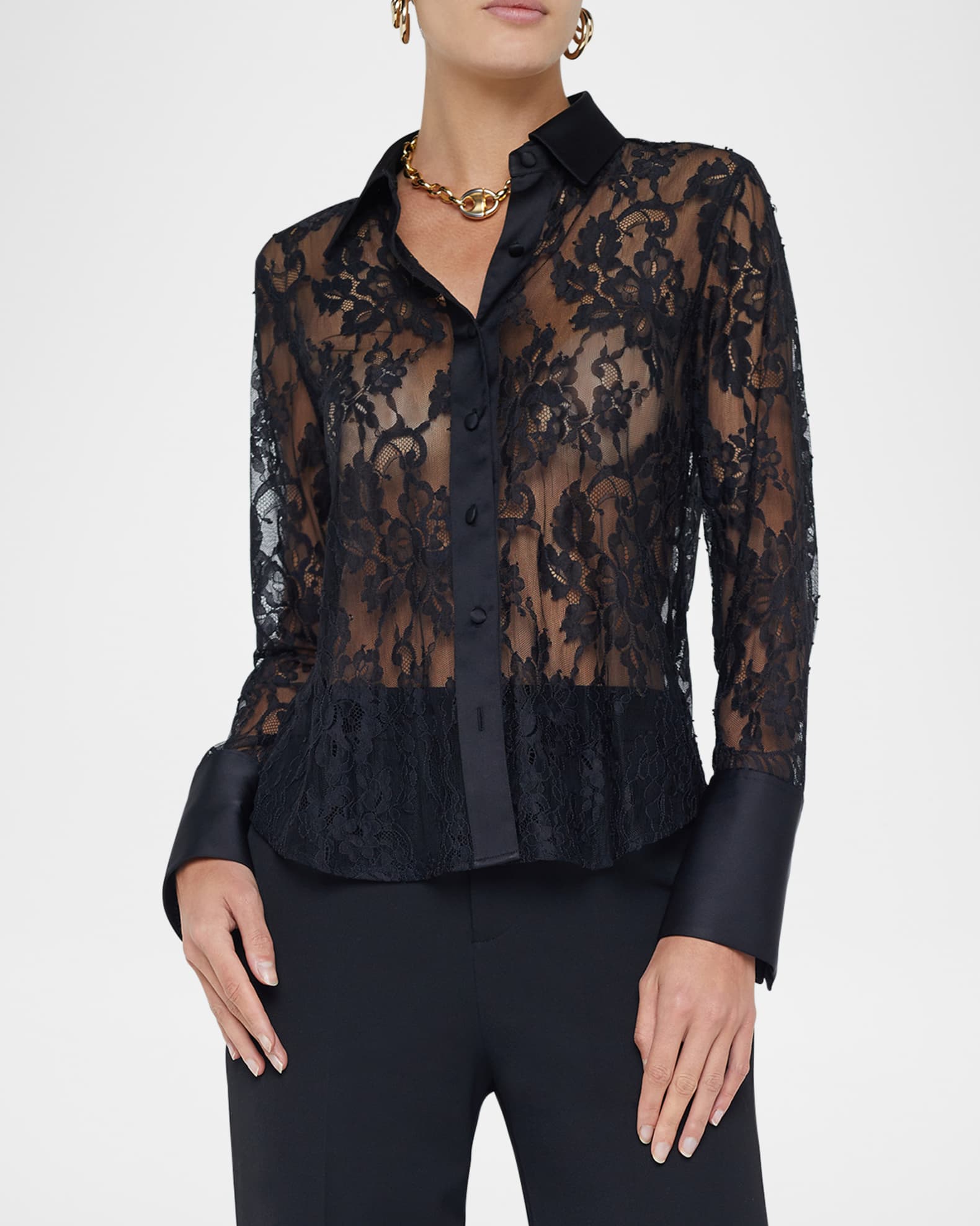 clane FLOWER LACE ARCH LINE BLOUSE①