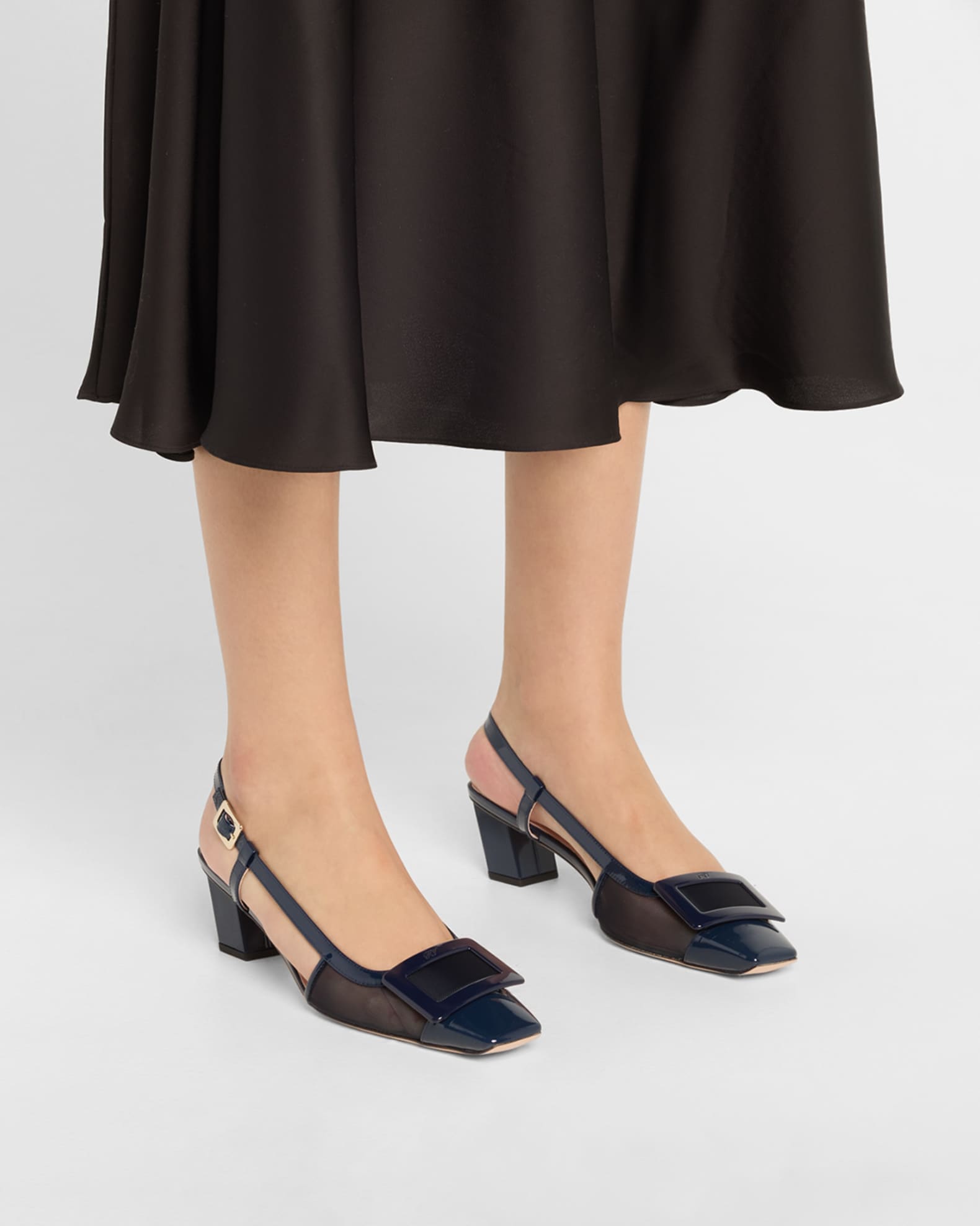 Belle Vivier Mesh Buckle Slingback Pumps 1