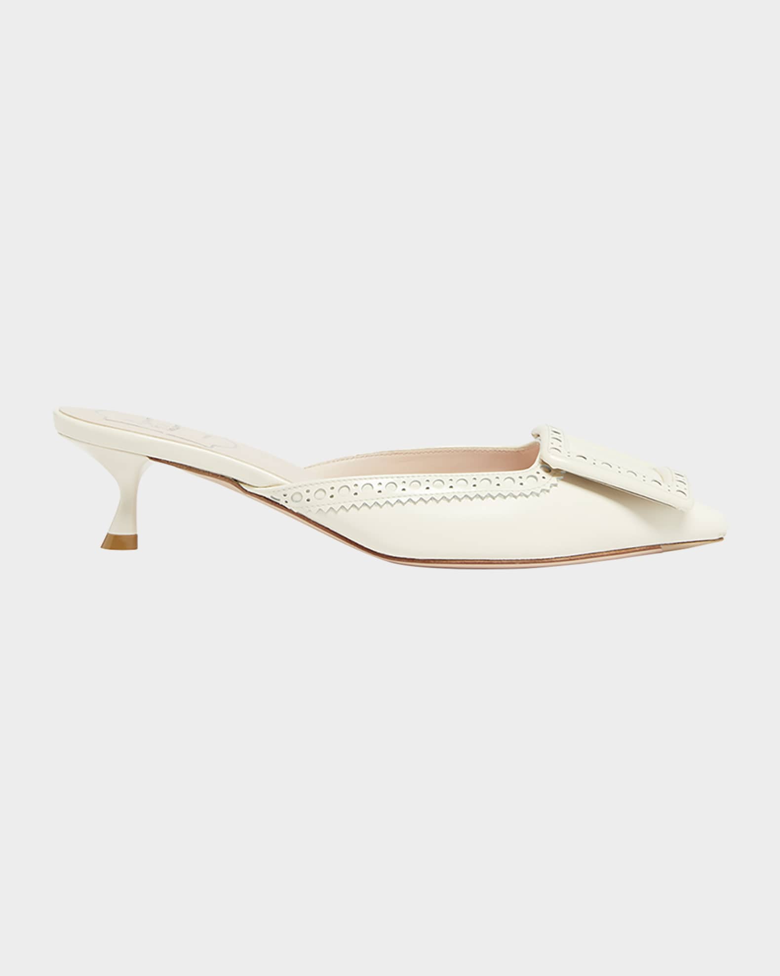 Roger Vivier I Love Vivier Perforated Leather Mule Pumps | Neiman