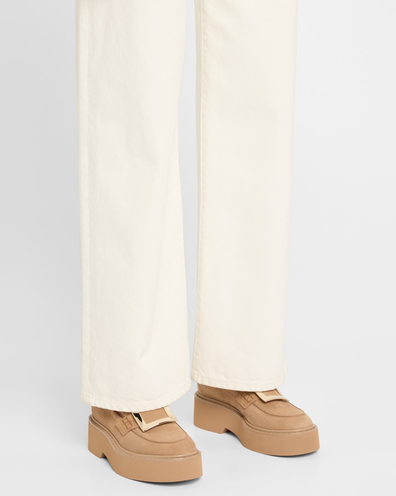 Viv Rangers Suede Metal-Buckle Loafers 1