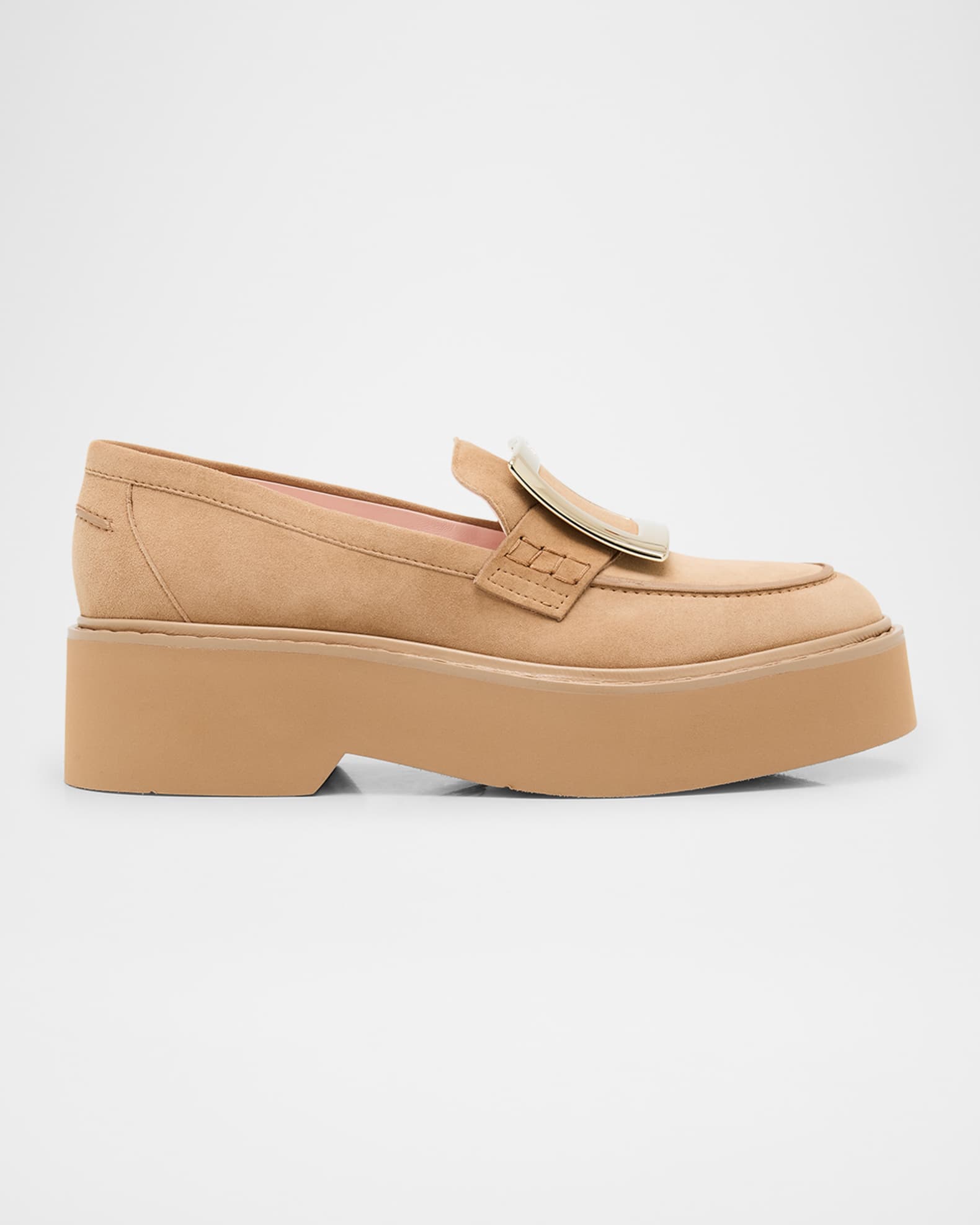 Viv Rangers Suede Metal-Buckle Loafers 0