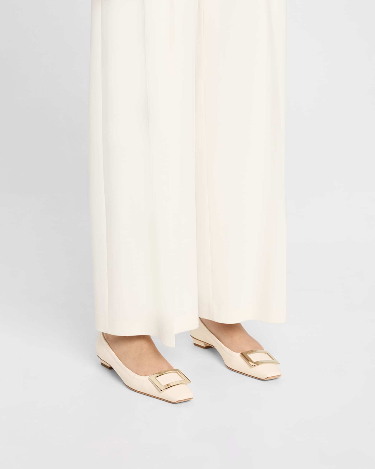 Belle Vivier Leather Buckle Ballerina Flats 1