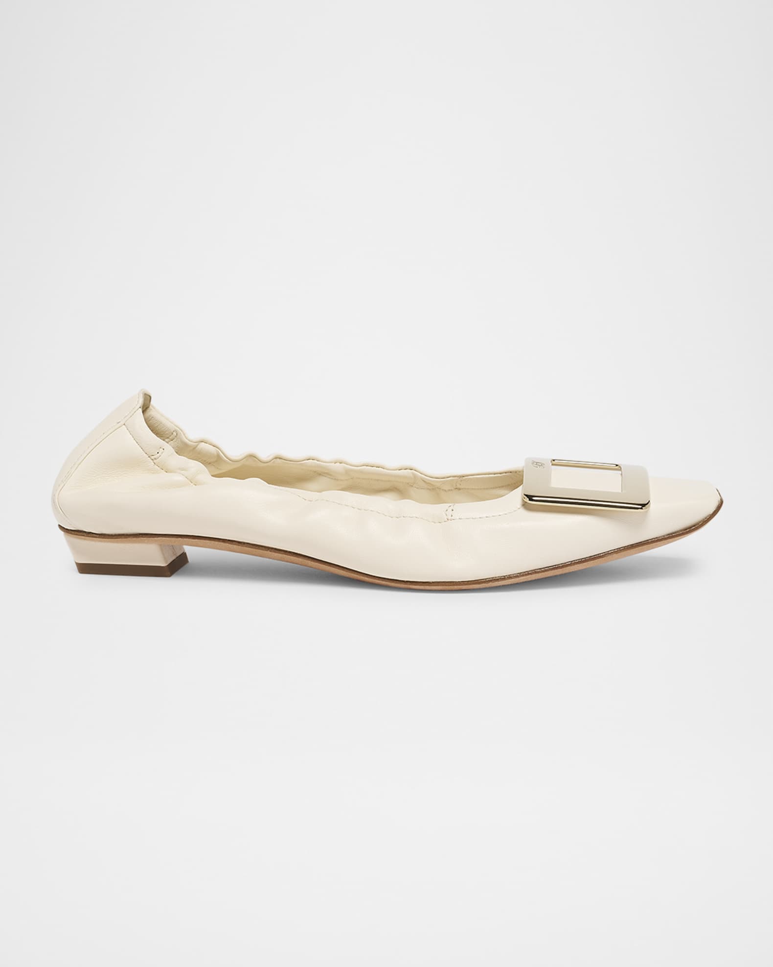 Belle Vivier Leather Buckle Ballerina Flats 0
