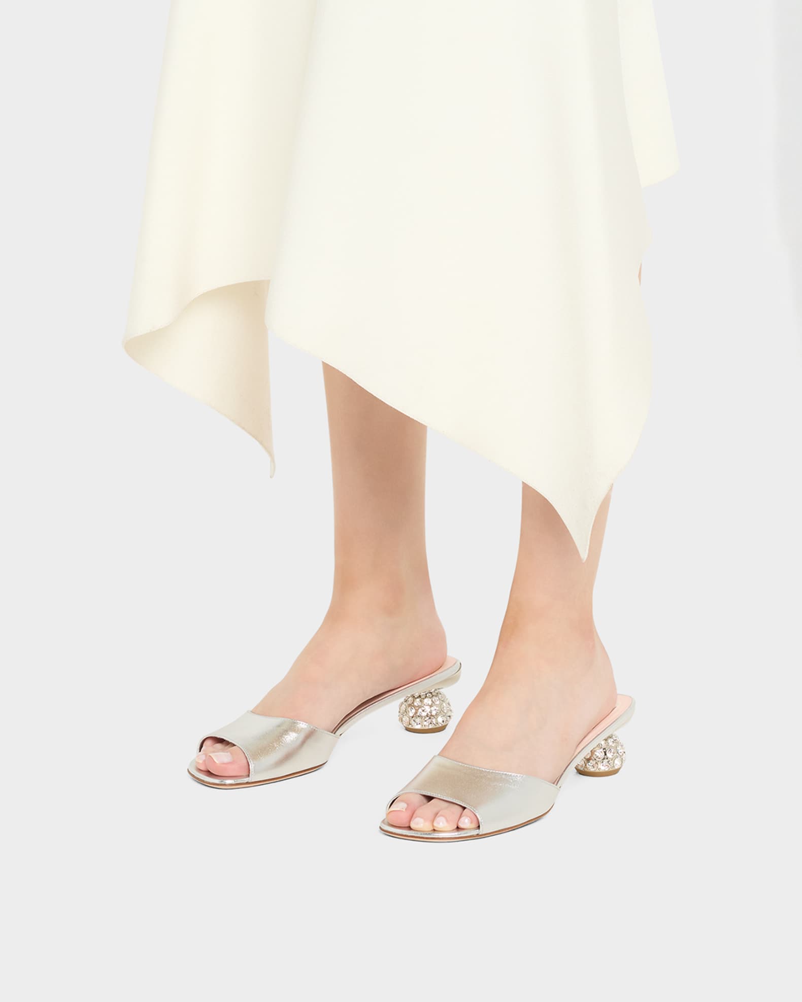 Metallic Crystal-Dome Heel Slide Sandals 1