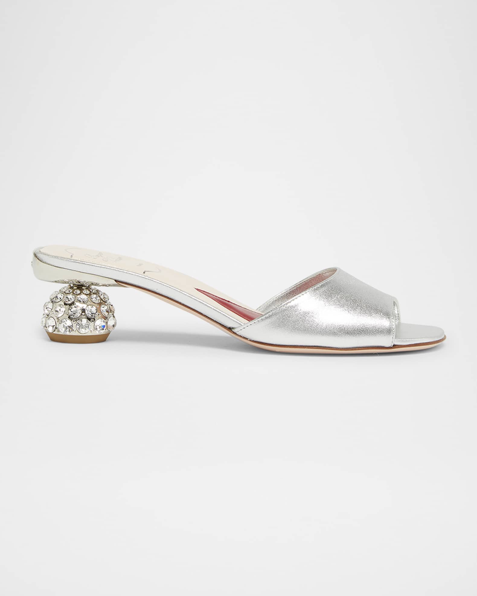 Metallic Crystal-Dome Heel Slide Sandals 0