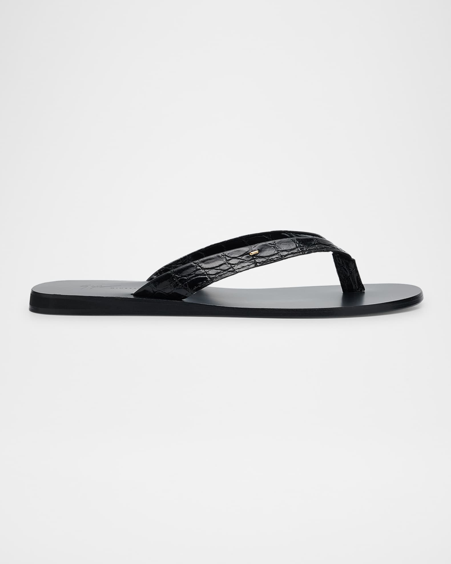 Men's Hally 10 Croc-Effect Leather Flip Flops 0