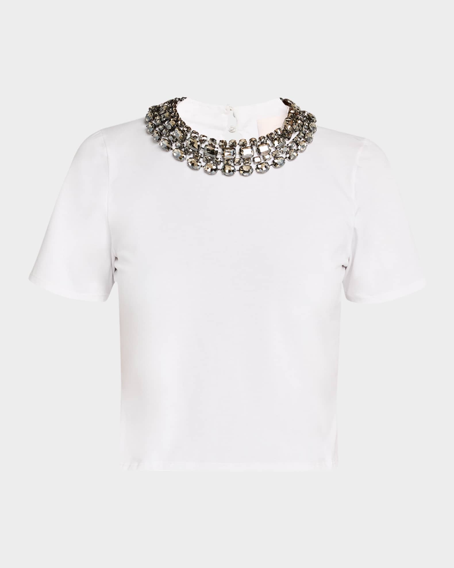 Cropped Crystal-Embellished Tee 0