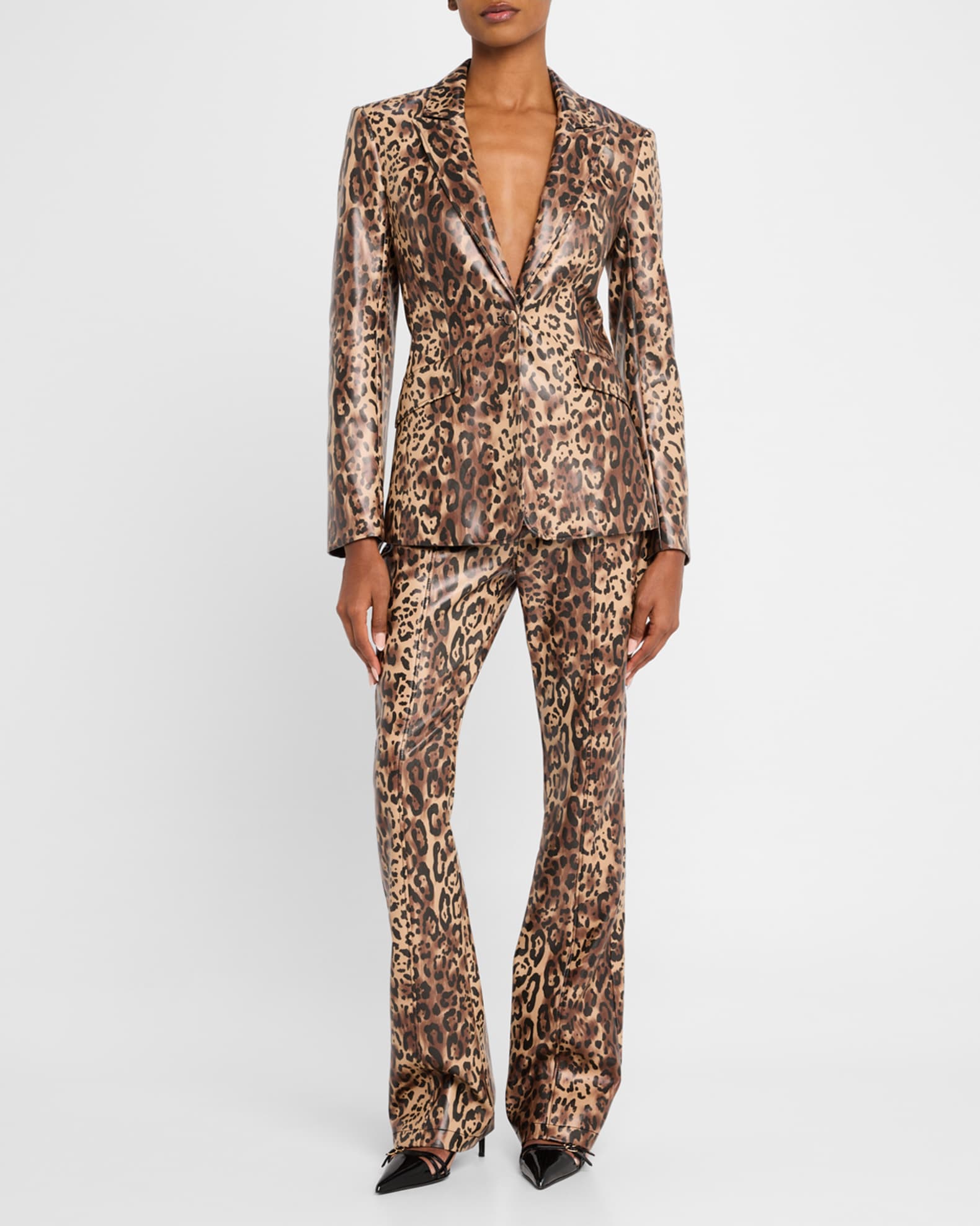 Leopard Faux Leather Blazer 1