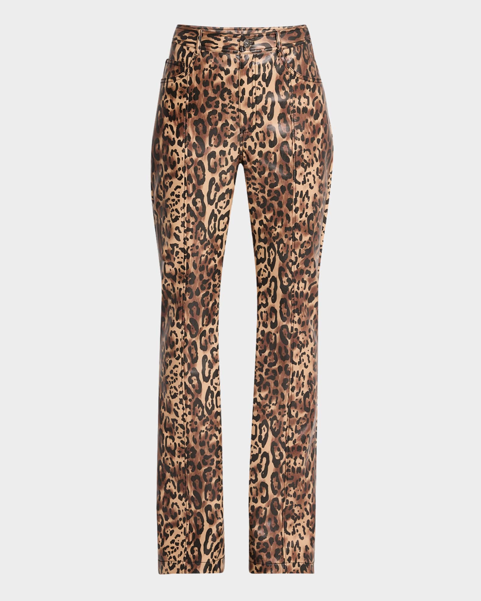 Leopard Faux Leather Pants 0