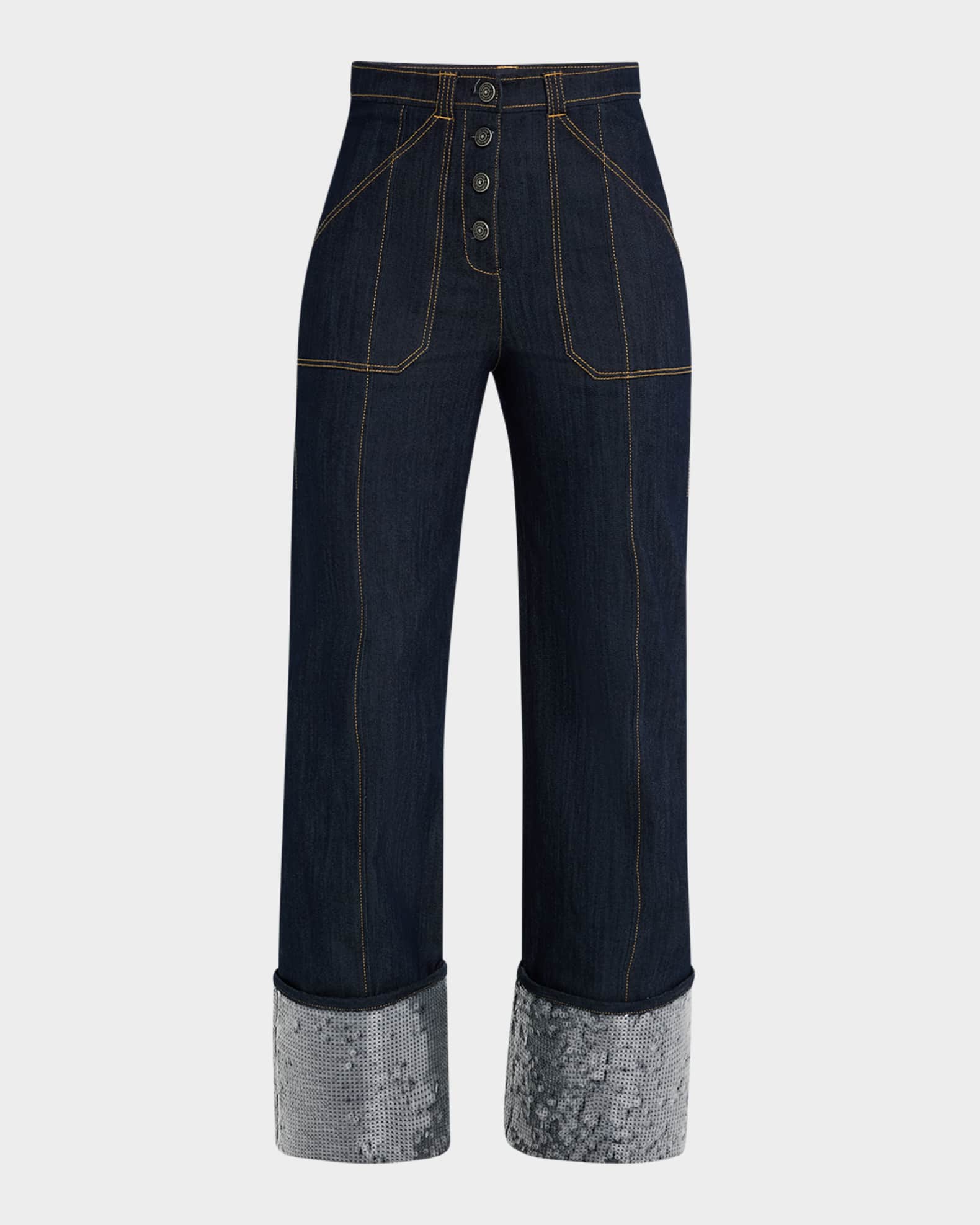 Cinq a Sept Benji Sequin Cuffed Denim Pants | Neiman Marcus Cinq a Sept Benji Sequin Cuffed Denim Pants | Neiman Marcus