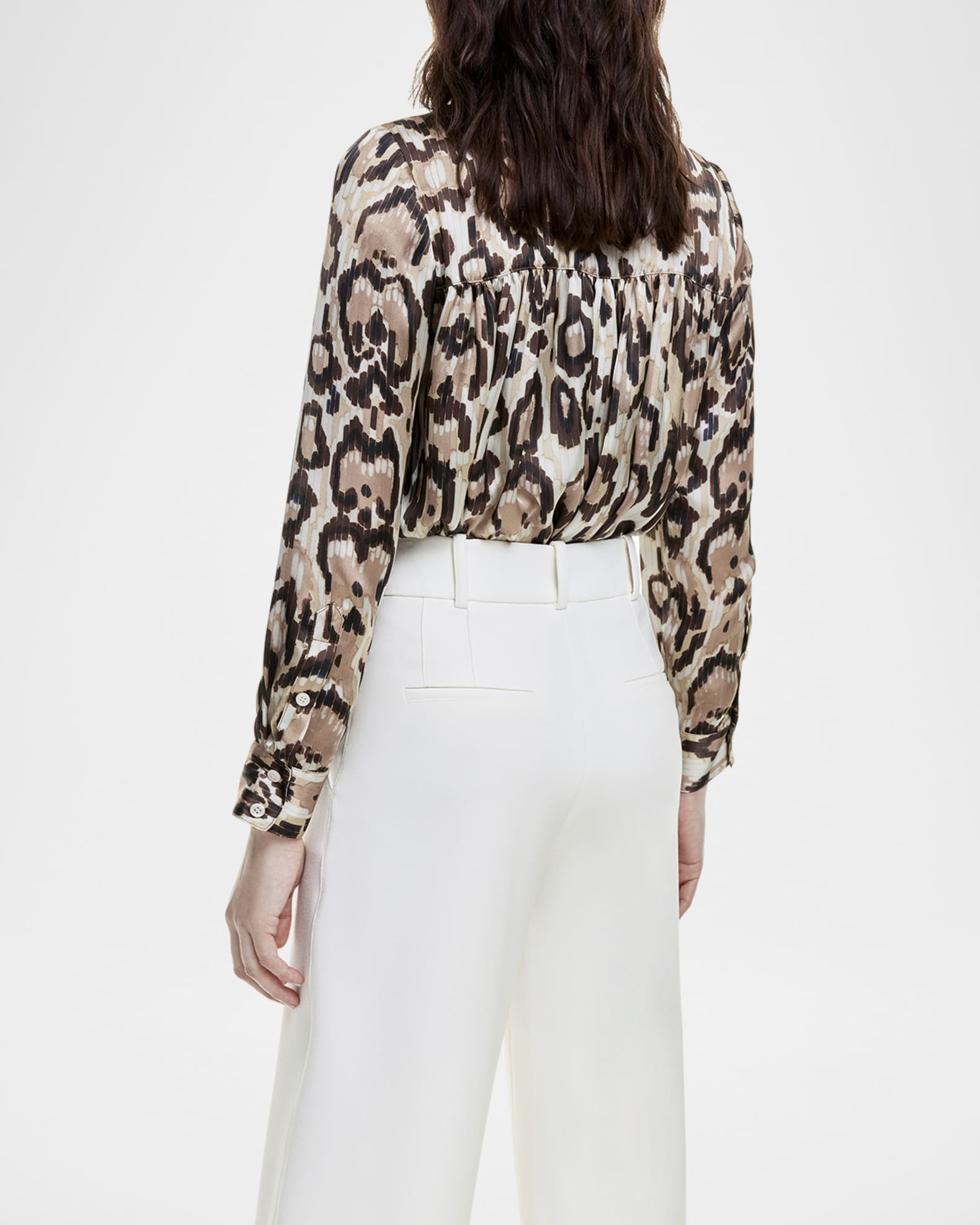 Abstract Leopard Classic Shirred Blouse 1