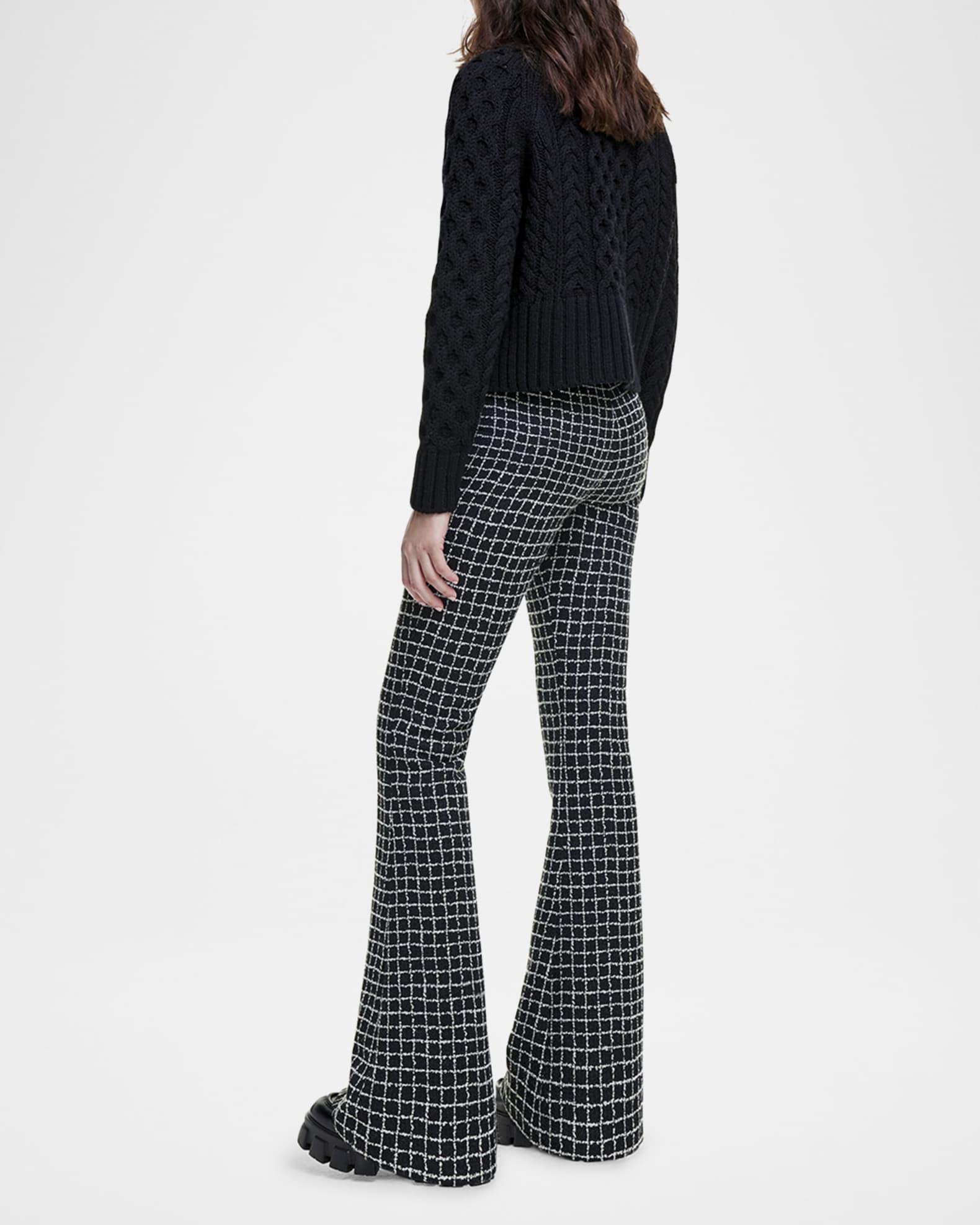 Grid Tweed Bootcut Pants 1