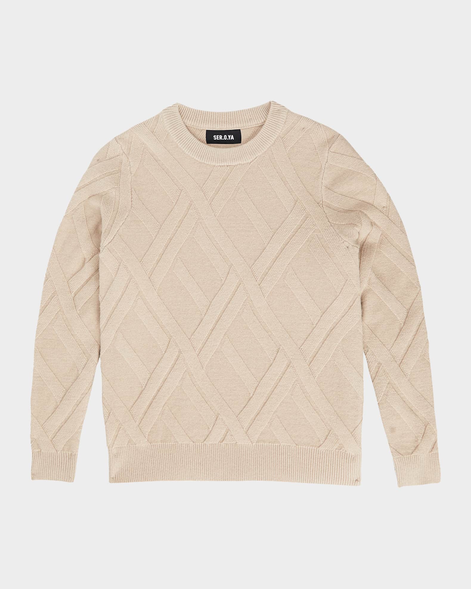 SER.O.YA Men's Joseph Grid Cable Wool Sweater Neiman Marcus