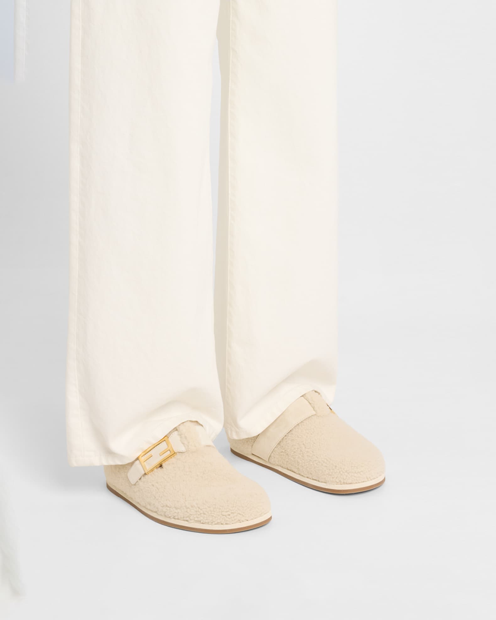 Shearling Buckle Sabot Mules 1