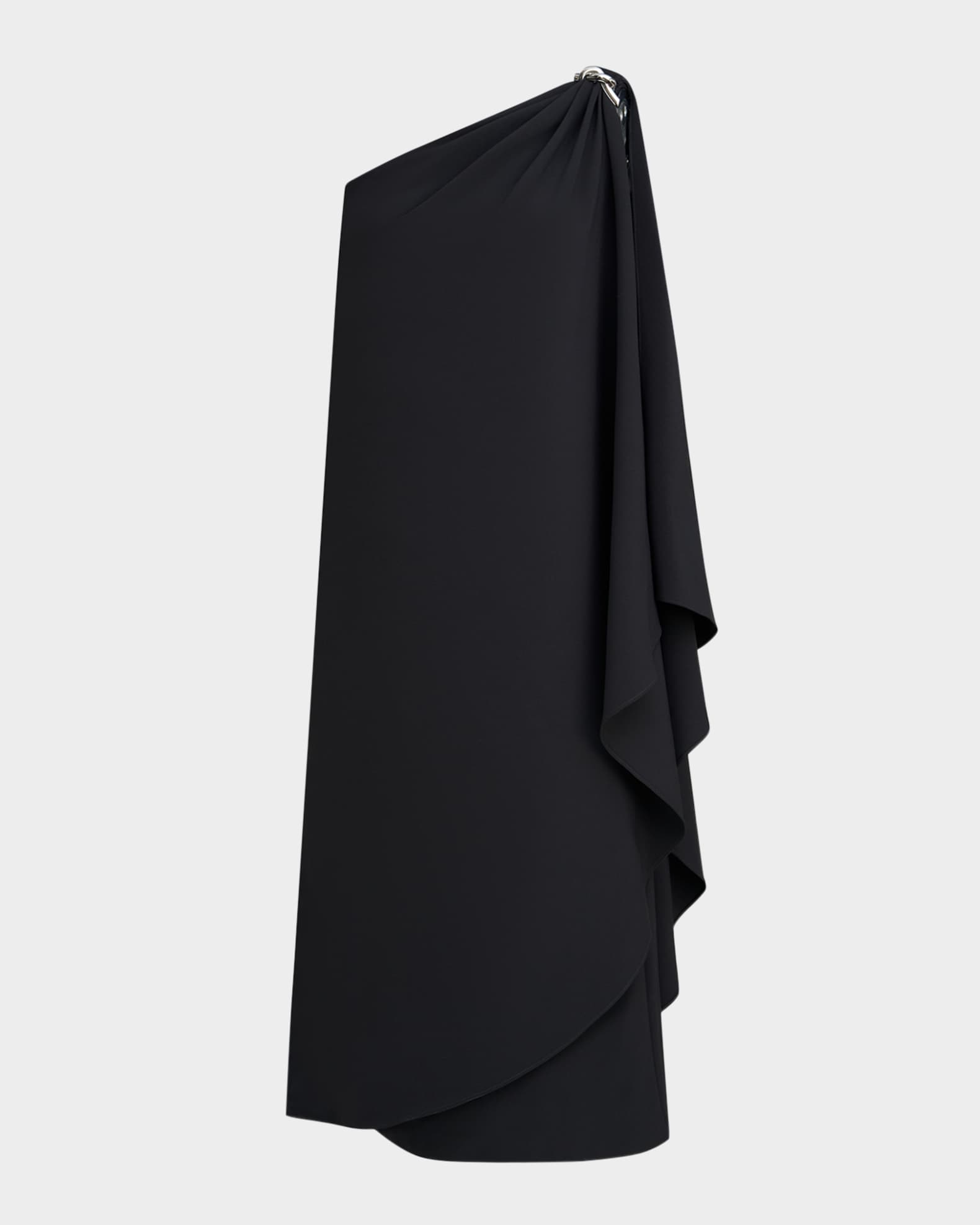 Aries Draped One-Shoulder Crepe Midi Dress 0