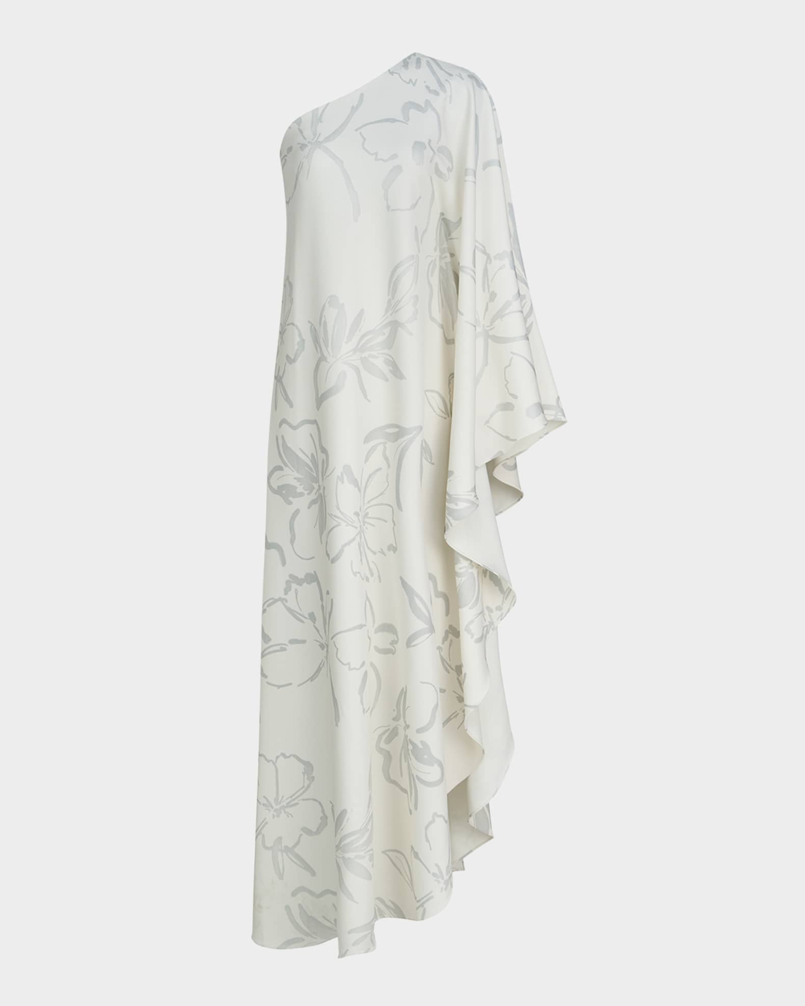 Nevean One-Shoulder Foil Crepe Caftan 0