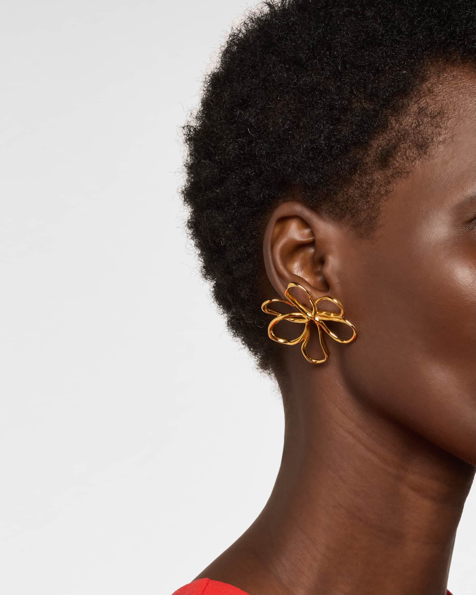 【Oscar de la Renta】 Threadedフラワードロップイヤリング Threaded Flower drop earrings in gold - Oscar De La Renta