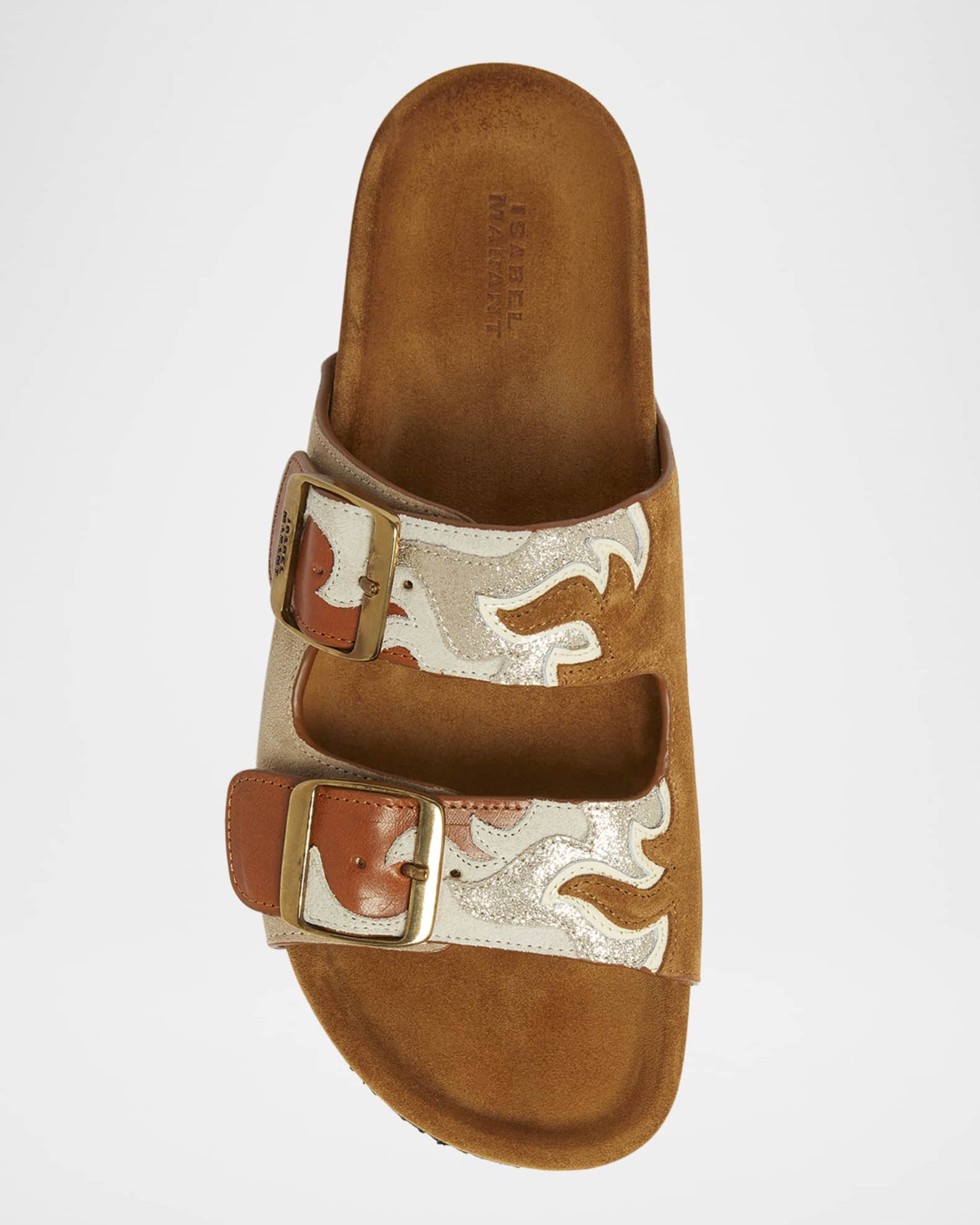 サンダル・ミュール Isabel Marant Beige Suede Sandals With Decorative Buckles Isabel Marant Beige Suede Sandals With Decorative Buckles