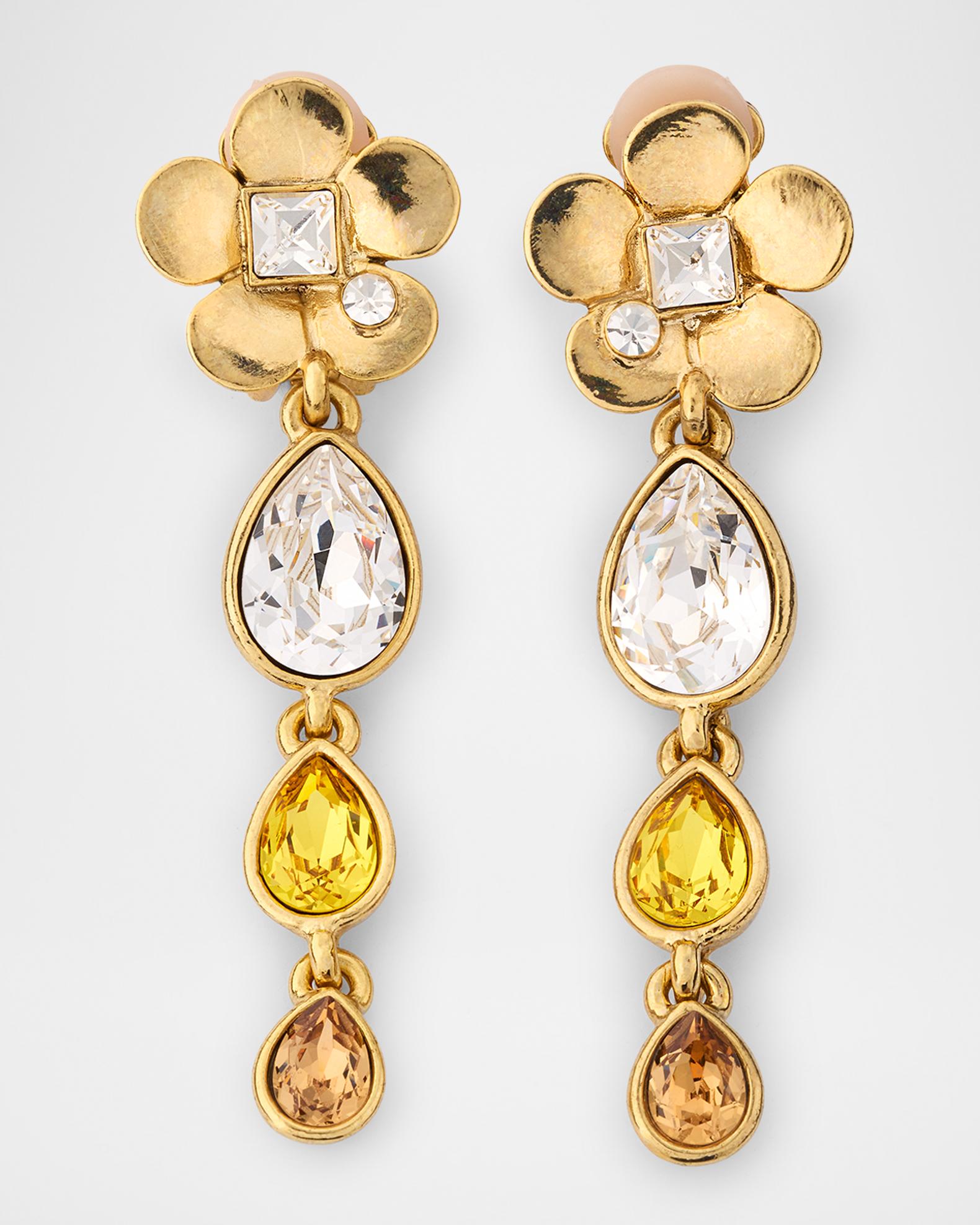 Oscar de la Renta Flower Teardrop Clip-On Earrings | Neiman  OSCAR DE LA RENTA Classic Teardrop Clip Earrings main image 0