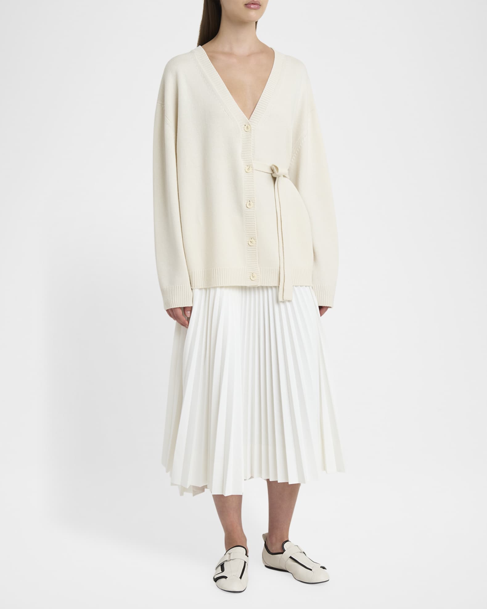 Waist-Tie V-Neck Cashmere Cardigan 1