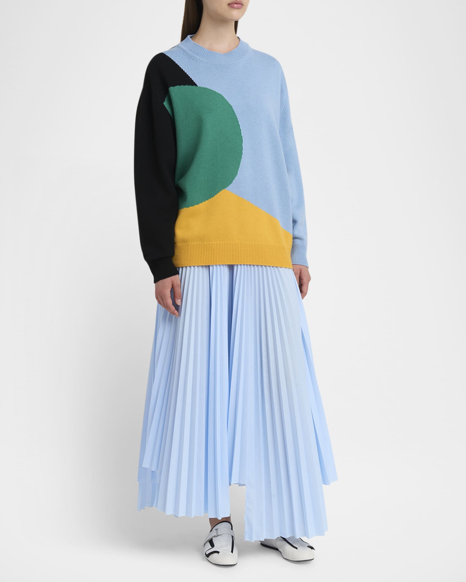 Colorblock Cashmere Knit Sweater - Thumbnail 2