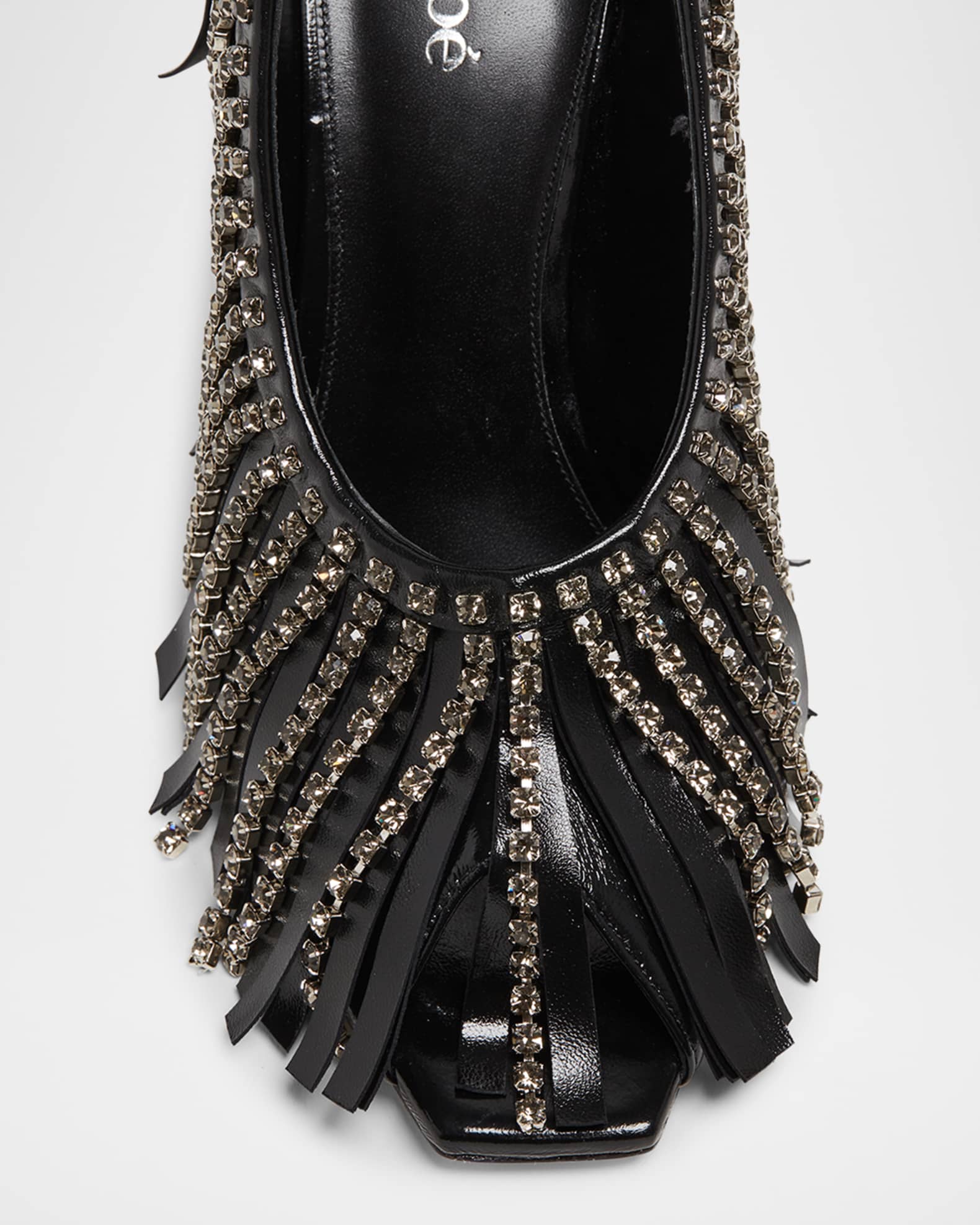Chloe Mona Leather Strass Fringe Peep-Toe Pumps | Neiman Marcus Chloe Mona Leather Strass Fringe Peep-Toe Pumps | Neiman Marcus