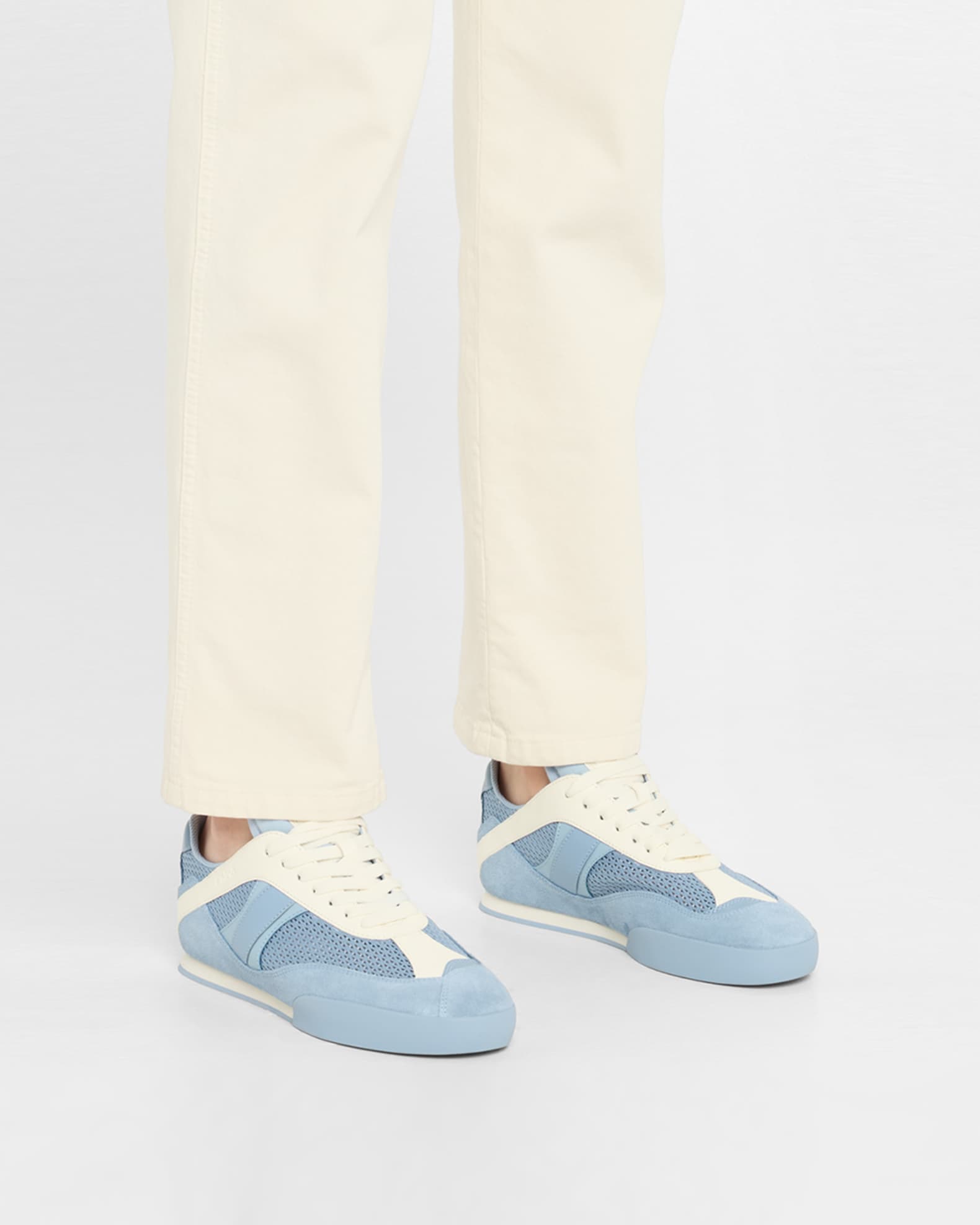 Kick Mesh and Leather Low-Top Sneakers 1
