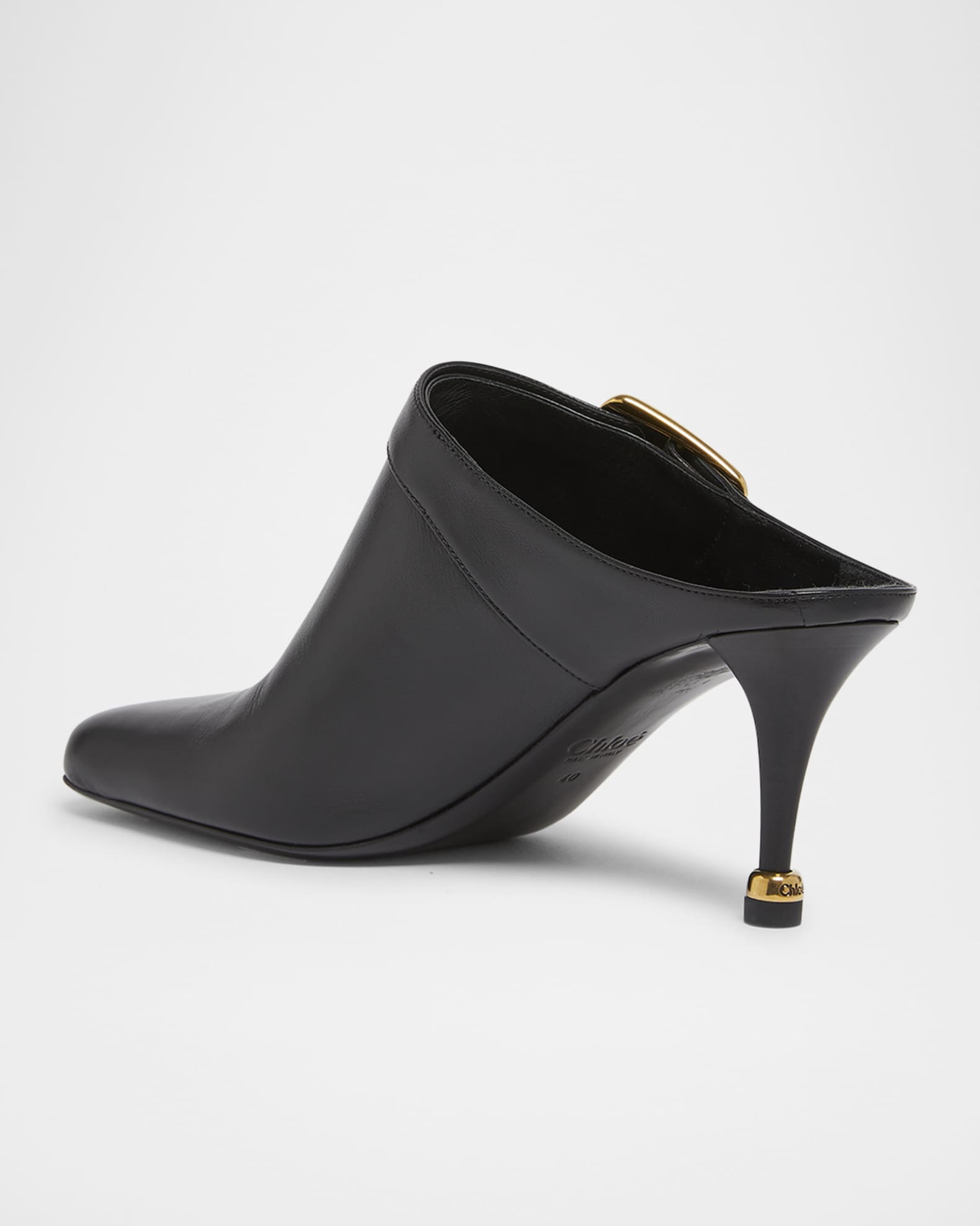Chloe Andrea Calfskin Buckle Mule Pumps | Neiman Marcus