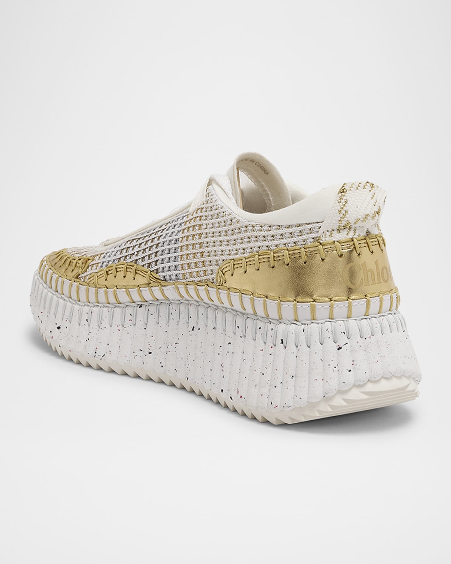 Nama Mesh and Leather Platform Low-Top Sneakers