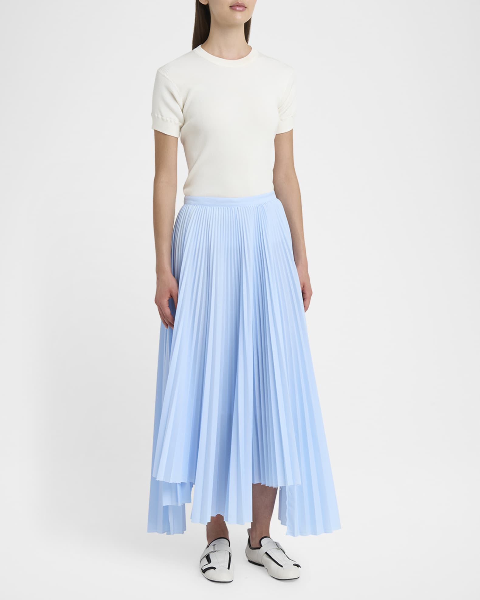 Plan C Long Asymmetric Pleated Skirt | Neiman Marcus