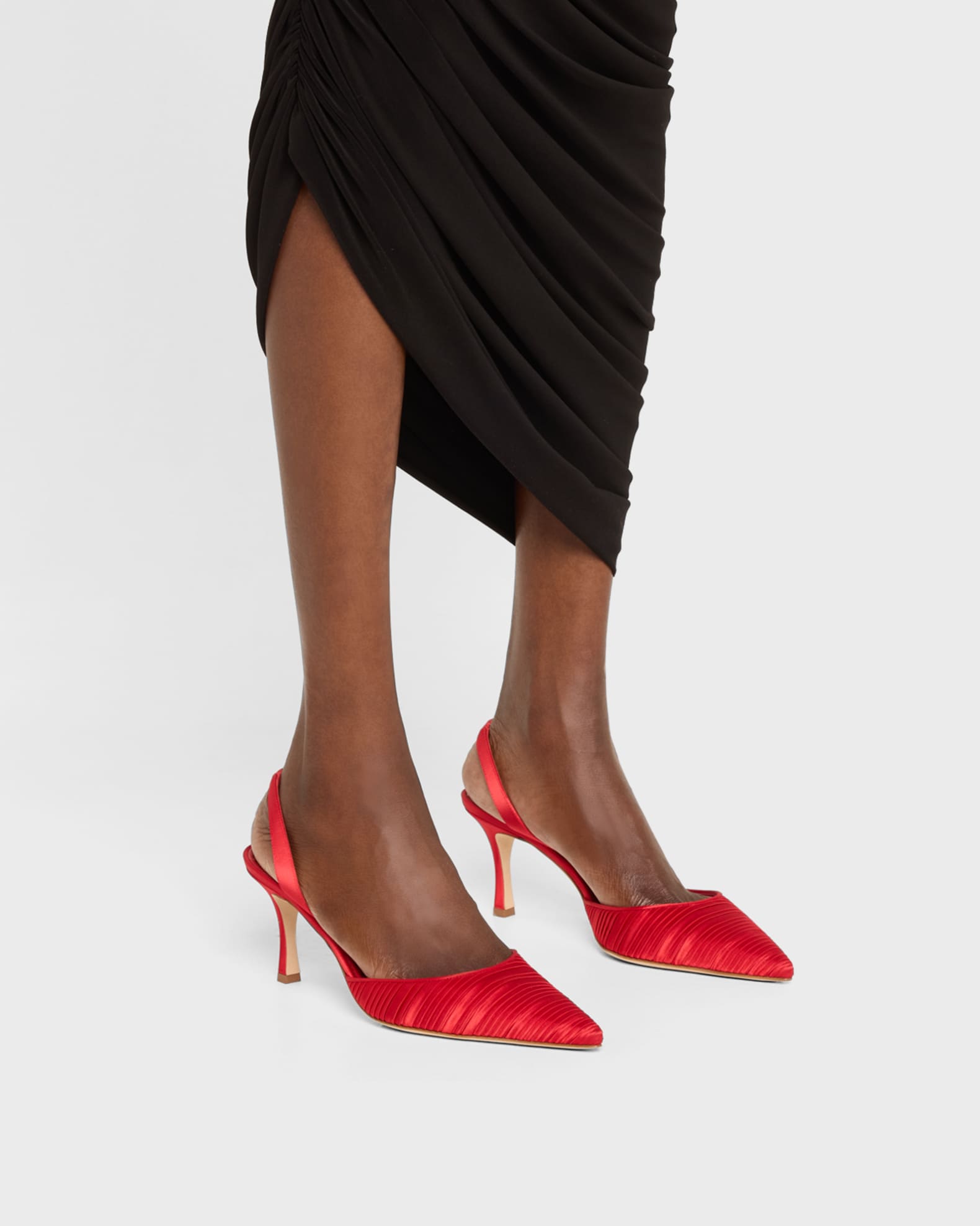 Carolyne Pleated Satin Halter Pumps 1