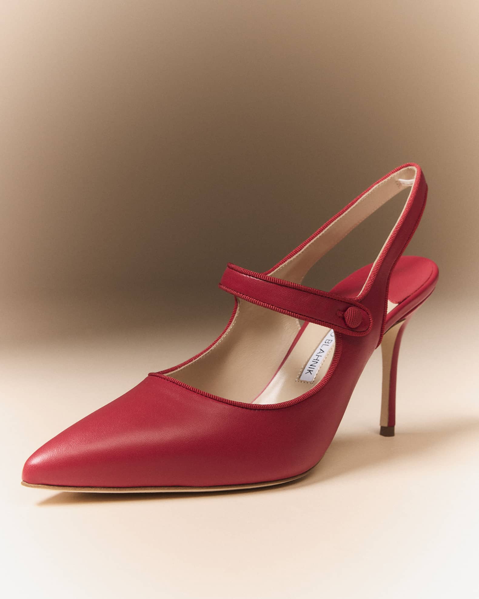 Manolo Blahnik Camparisli Leather Mary Jane Slingback Pumps