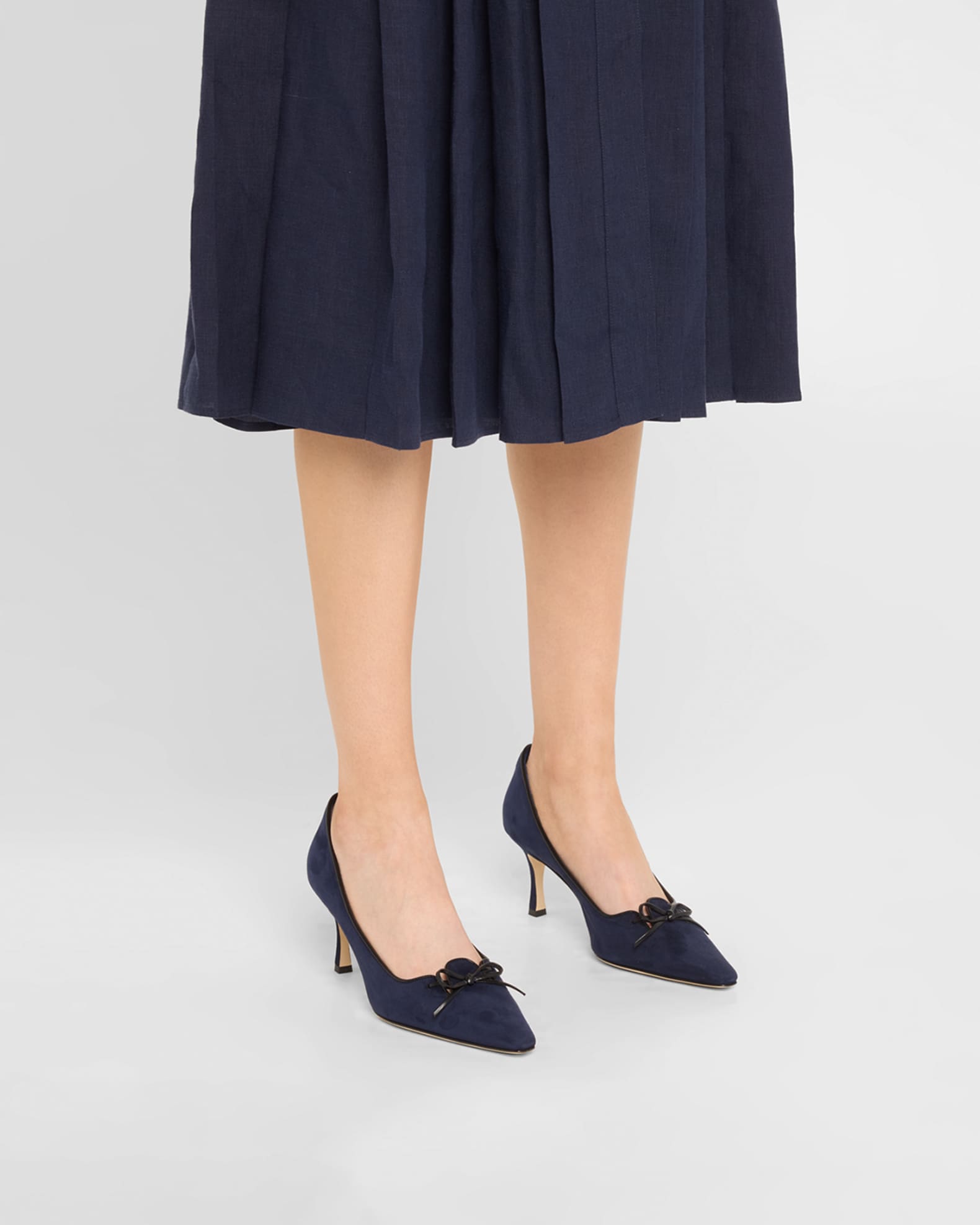 Zaman Suede Bicolor Lace-Up Pumps 1