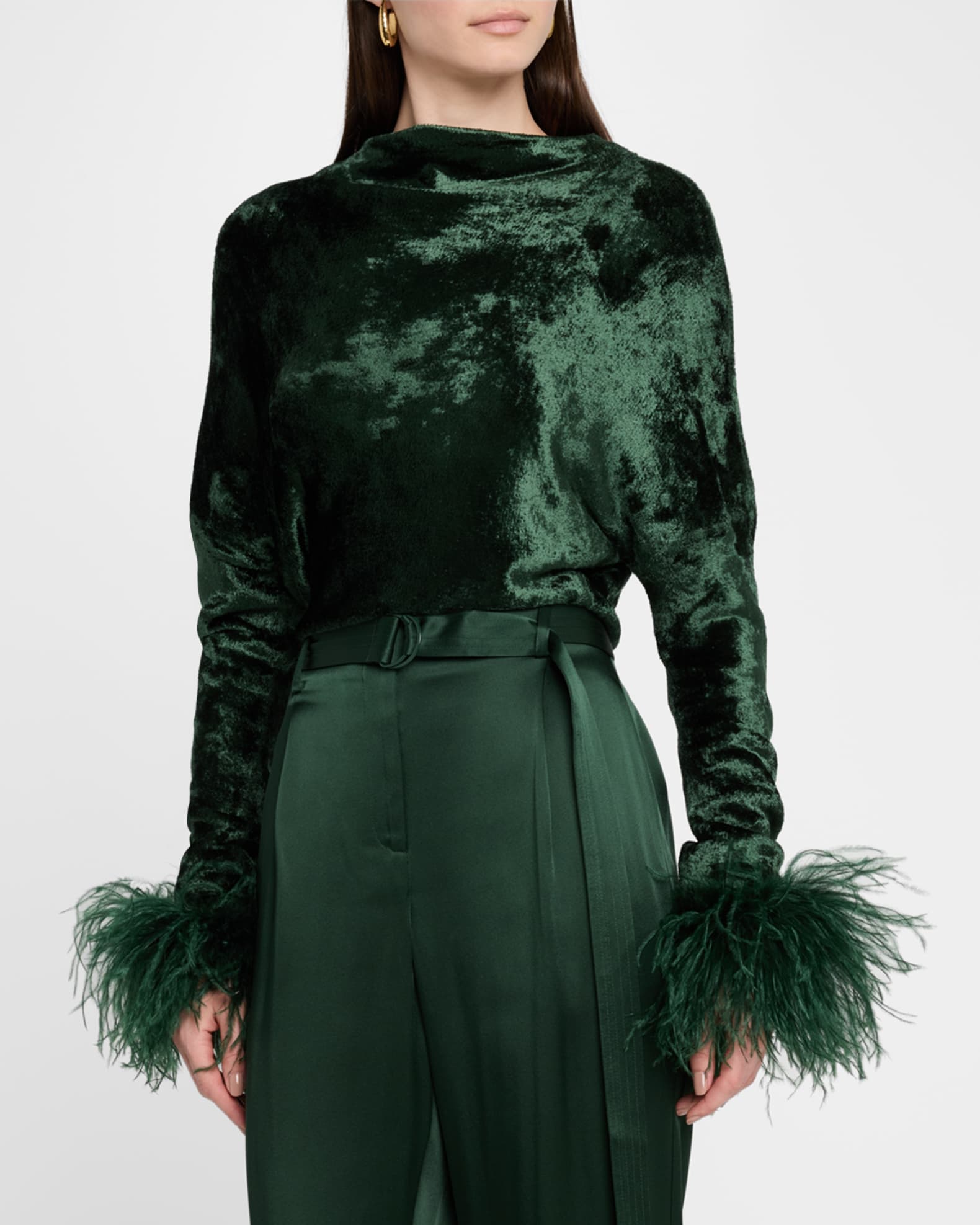 【一部予約販売中】 Dolman Velvet Feather-Cuffs LAPOINTE Top Marcus Neiman | トップス