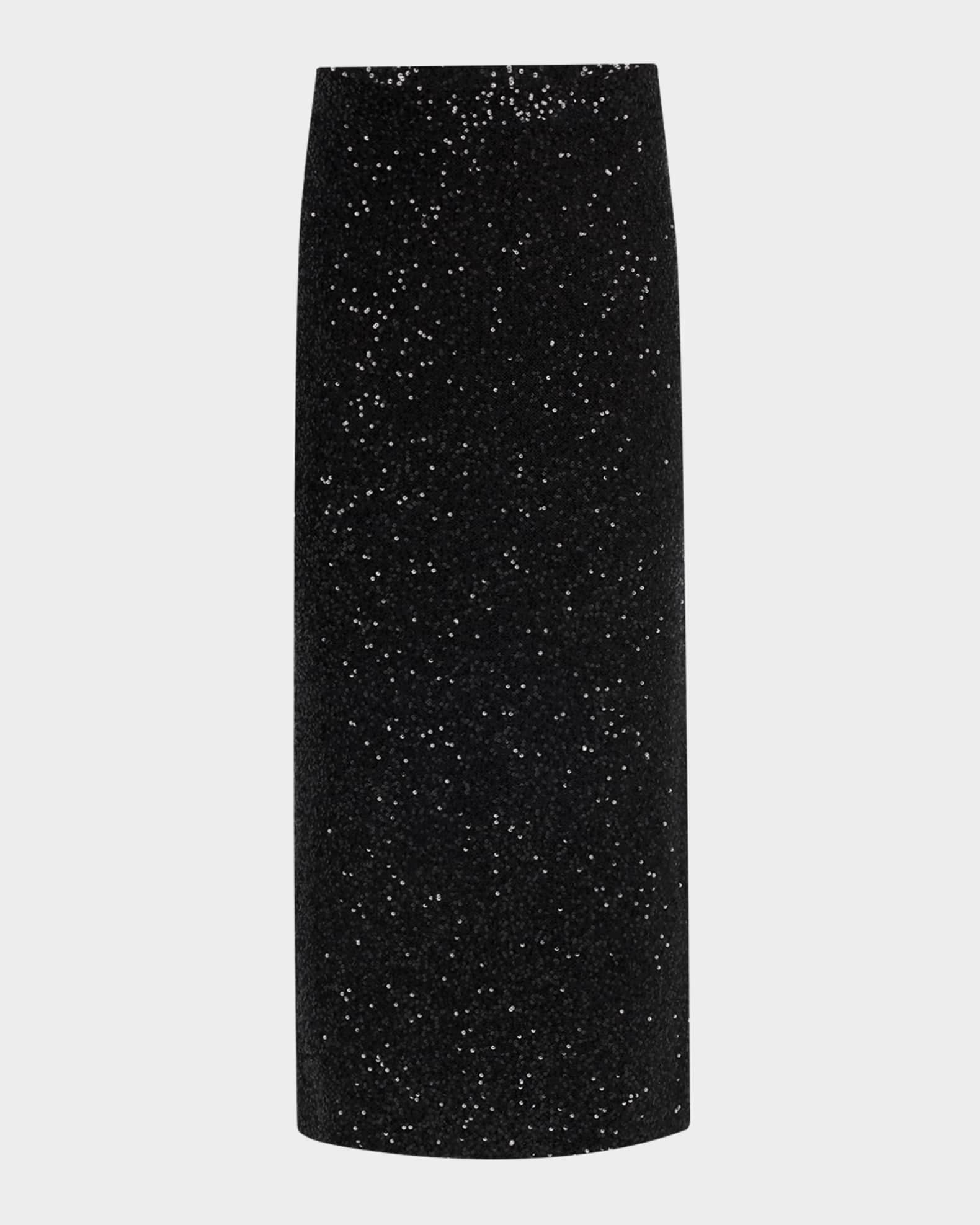 Sequined Cashmere Midi Skirt 0