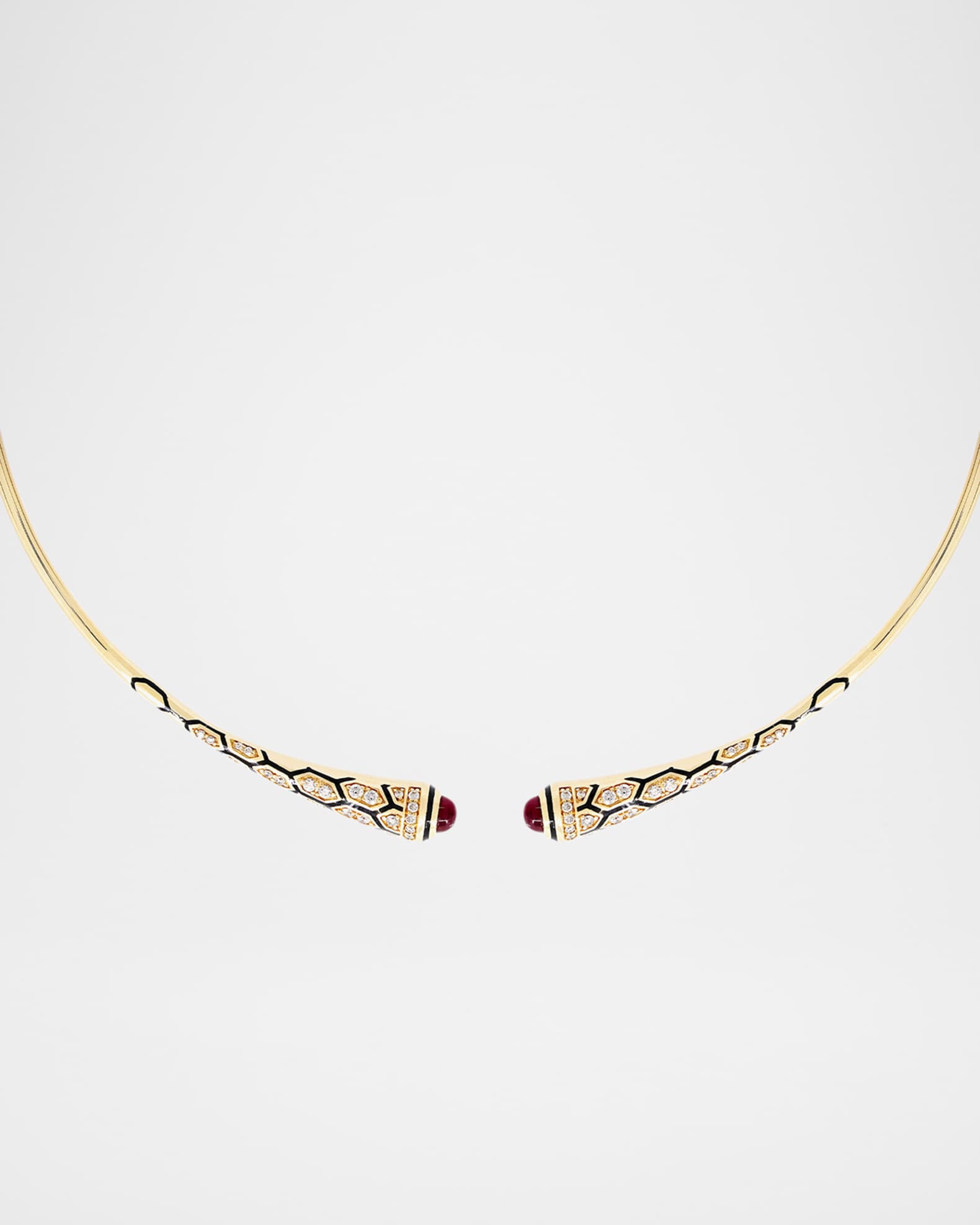 18K Yellow Gold Mushabak Diamond and Ruby Necklace
