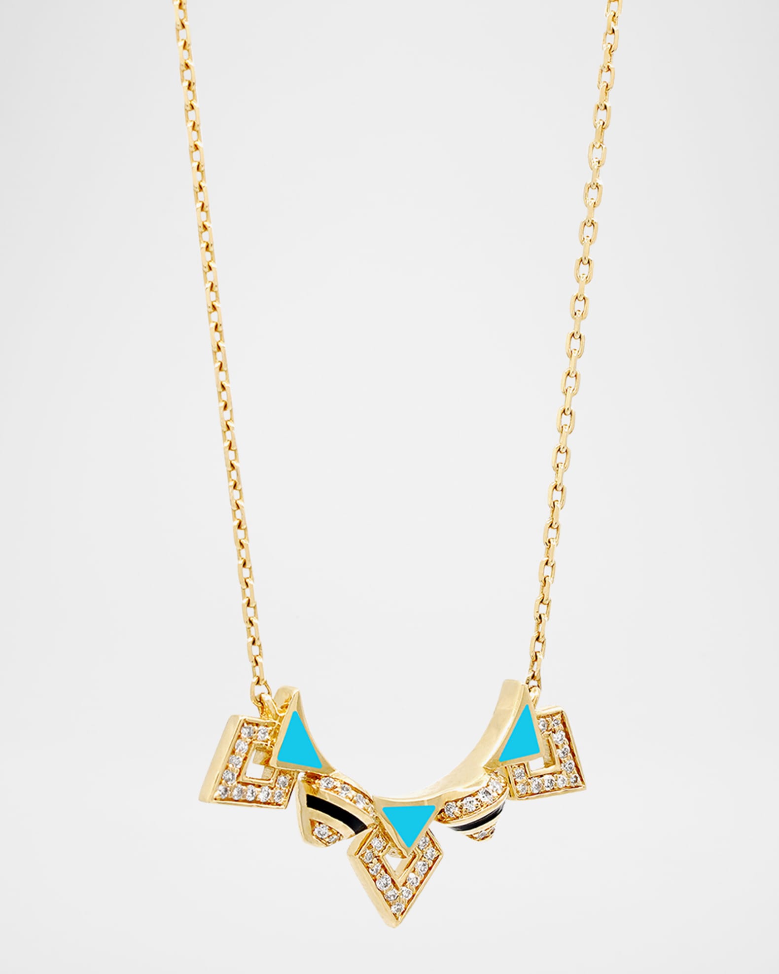 18K Yellow Gold Mosaic Necklace with HyCeram and Diamonds 1
