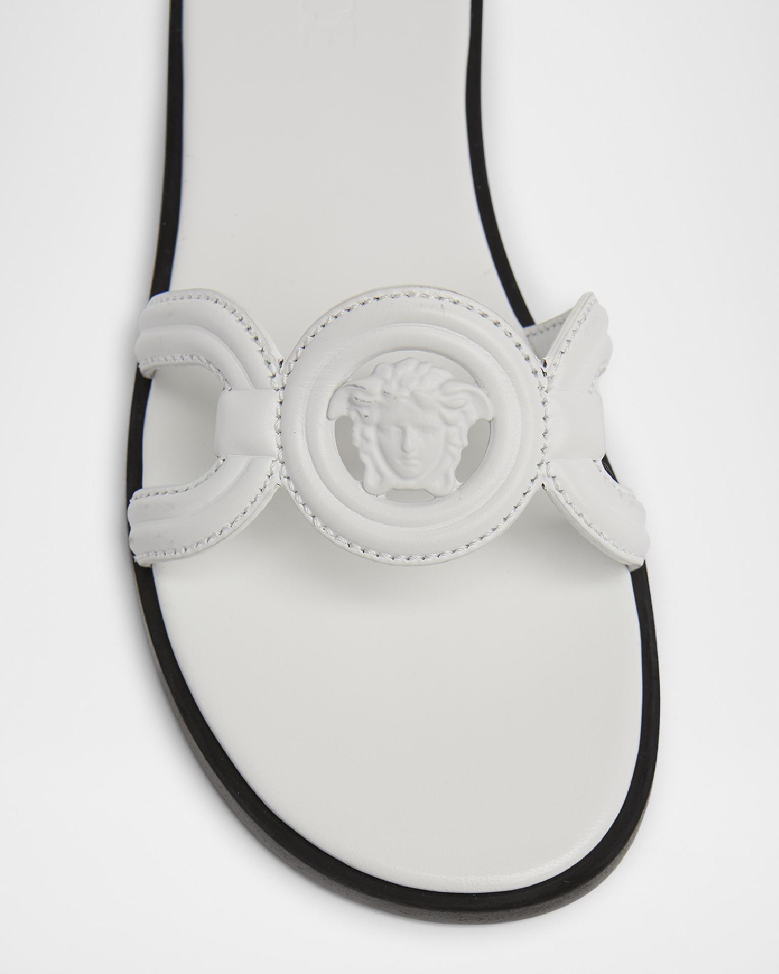 Versace Metallic Silver and White Medusa Slider Sandals EU39 Versace main image 3