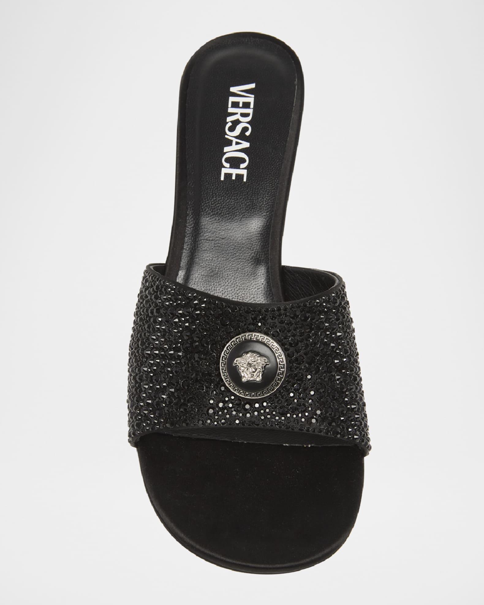 Versace Alia Medusa Strass Kitten Heel Mules Neiman Marcus