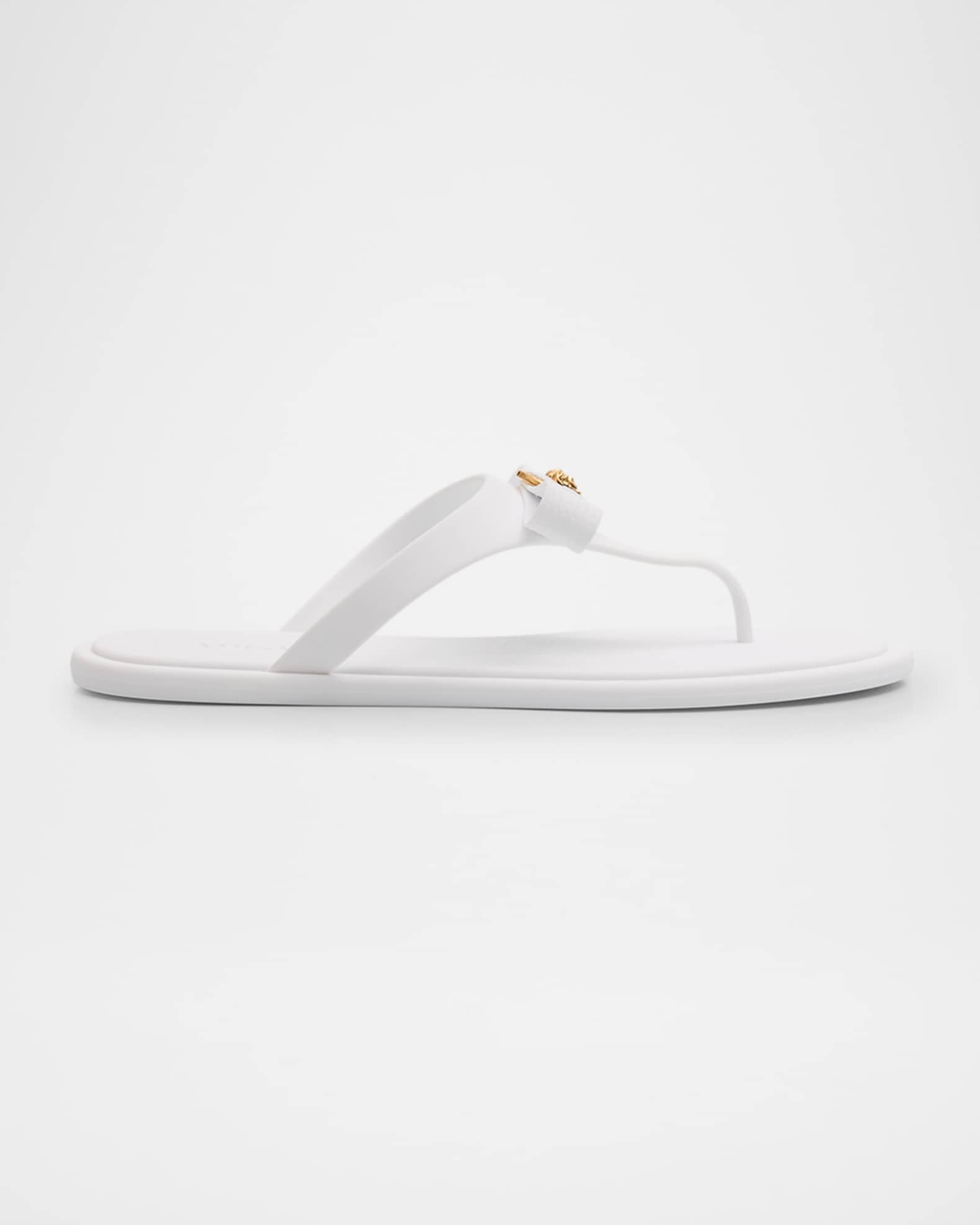Gianni Medusa Rubber Ribbon Thong Sandals 0