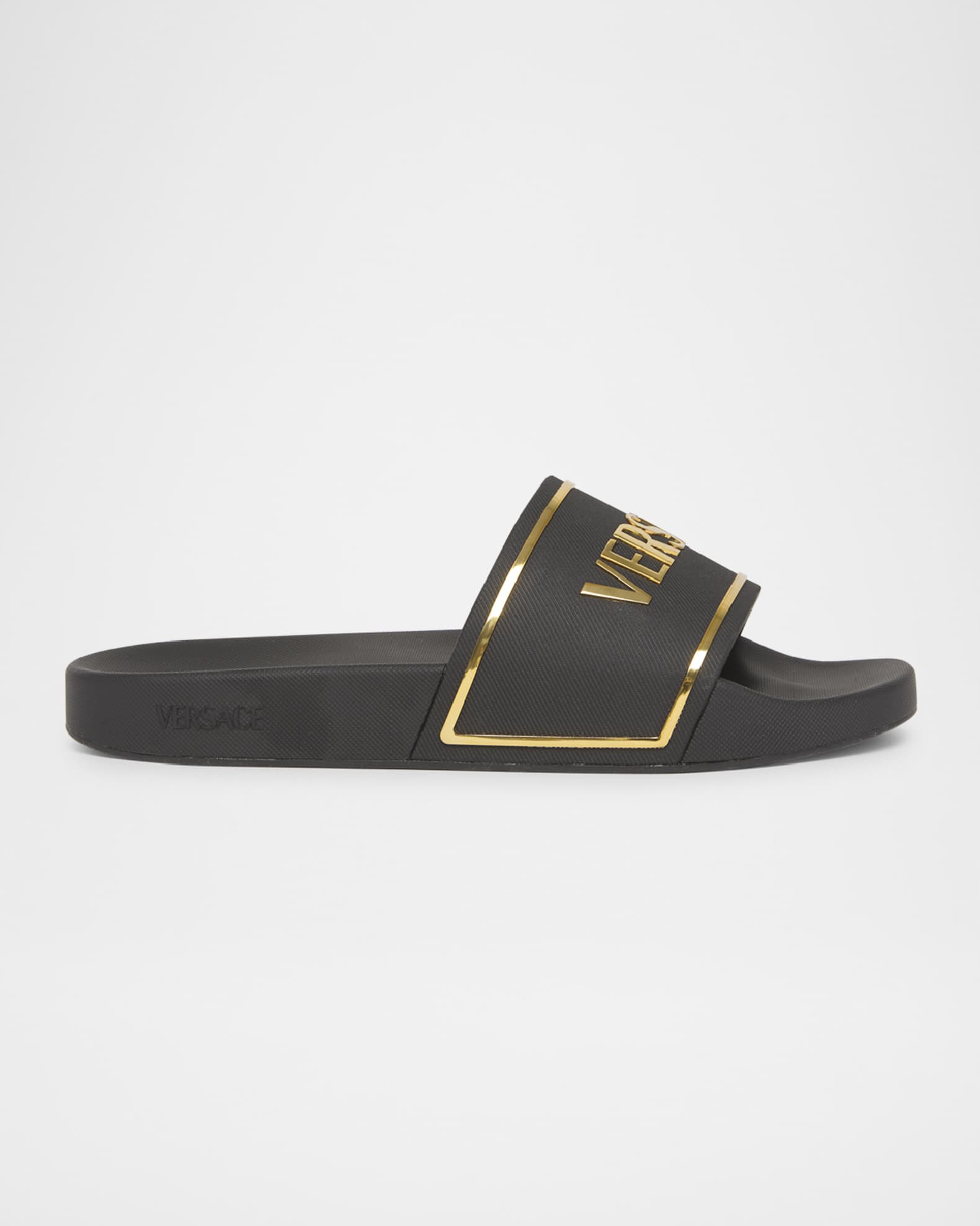 Pool Slides with Gold Tone Logo