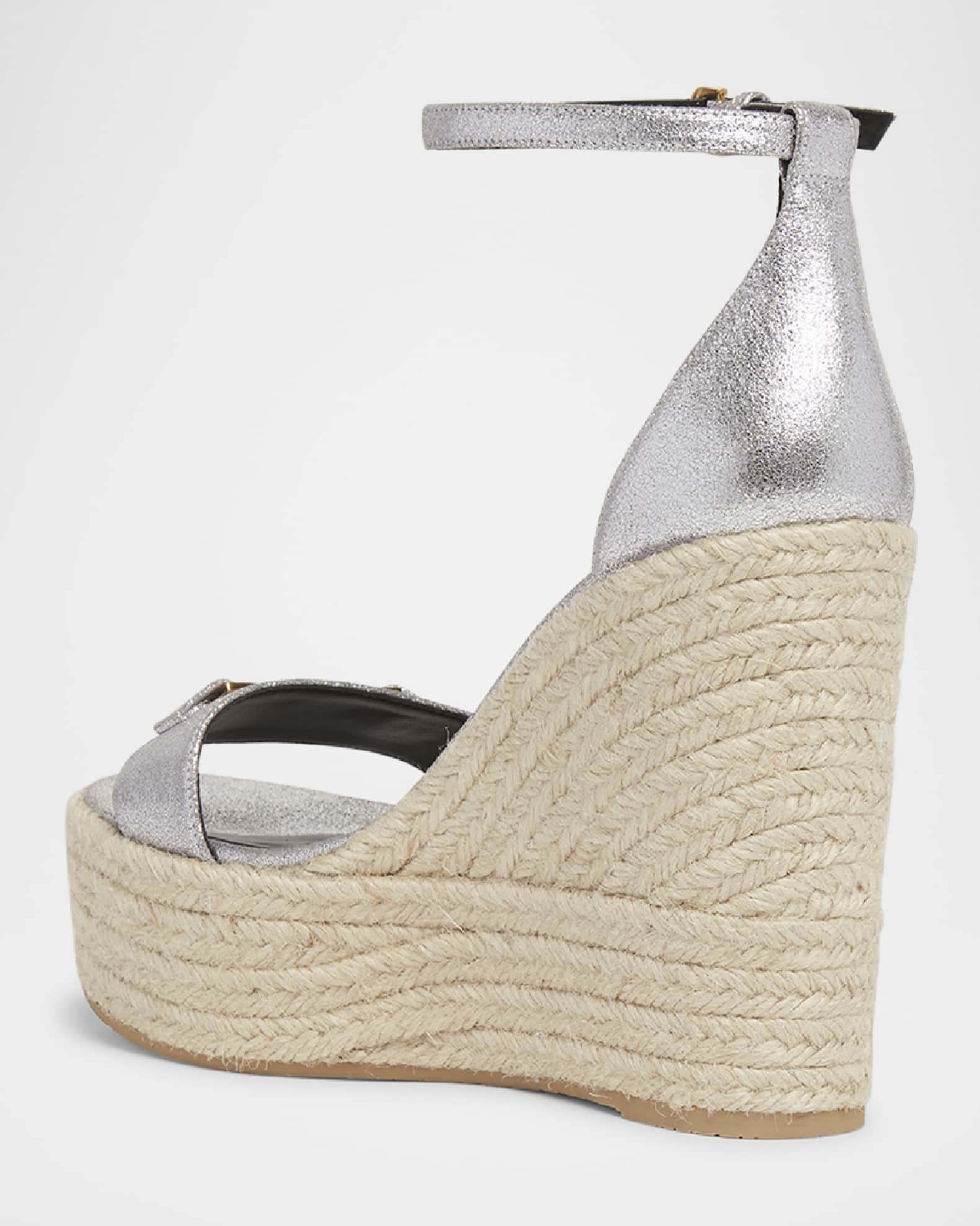 Versace Medusa '95 Metallic Leather Wedge Sandals | Neiman