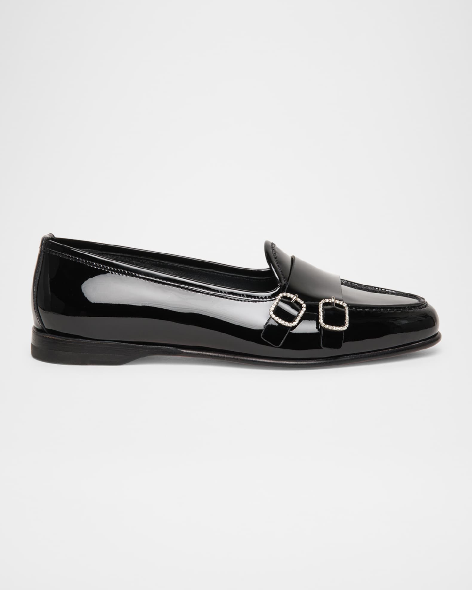 Andrea Patent Leather Double-Buckle Loafers  0
