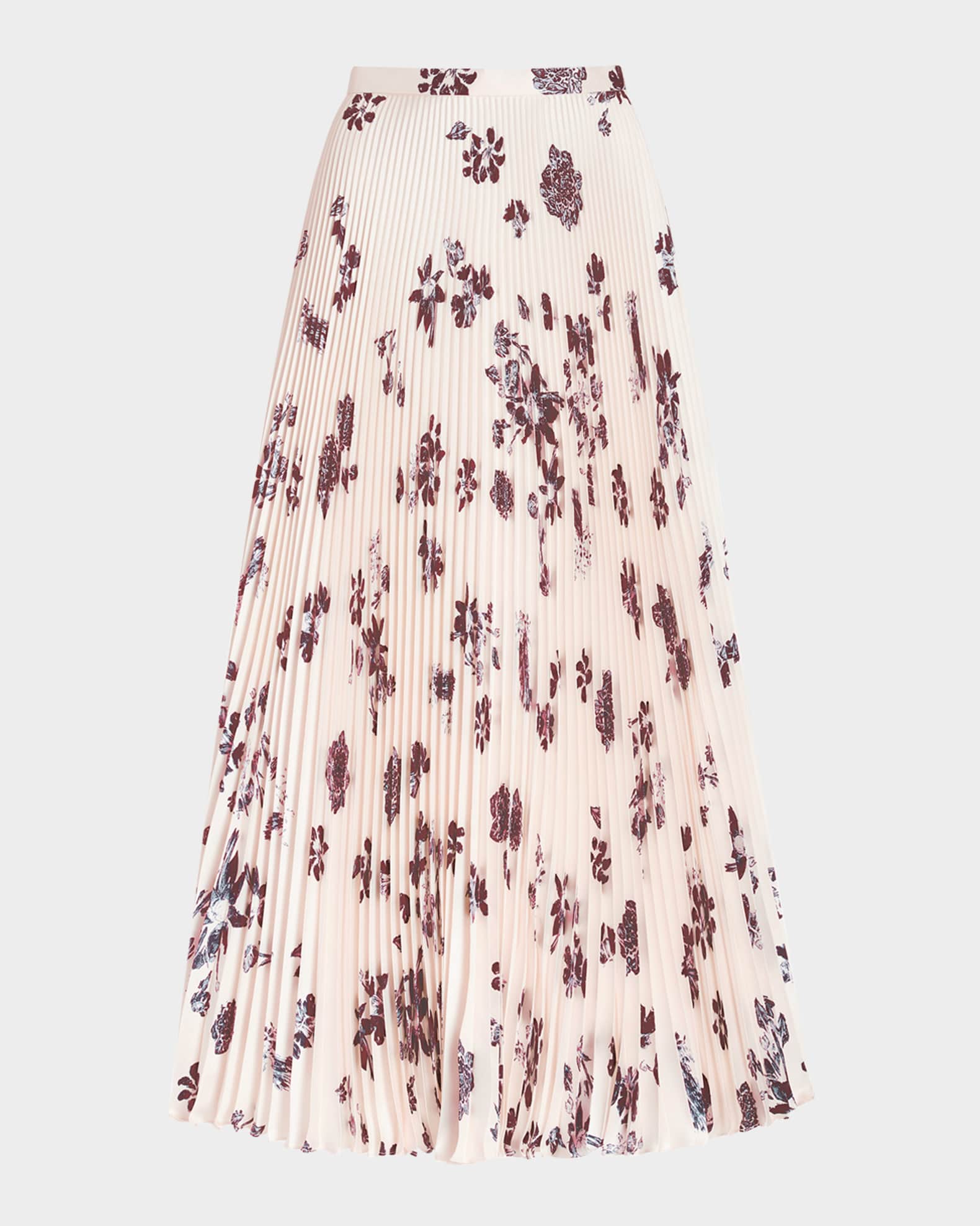 Eames Floral Sunburst Pleated Satin Skirt 0