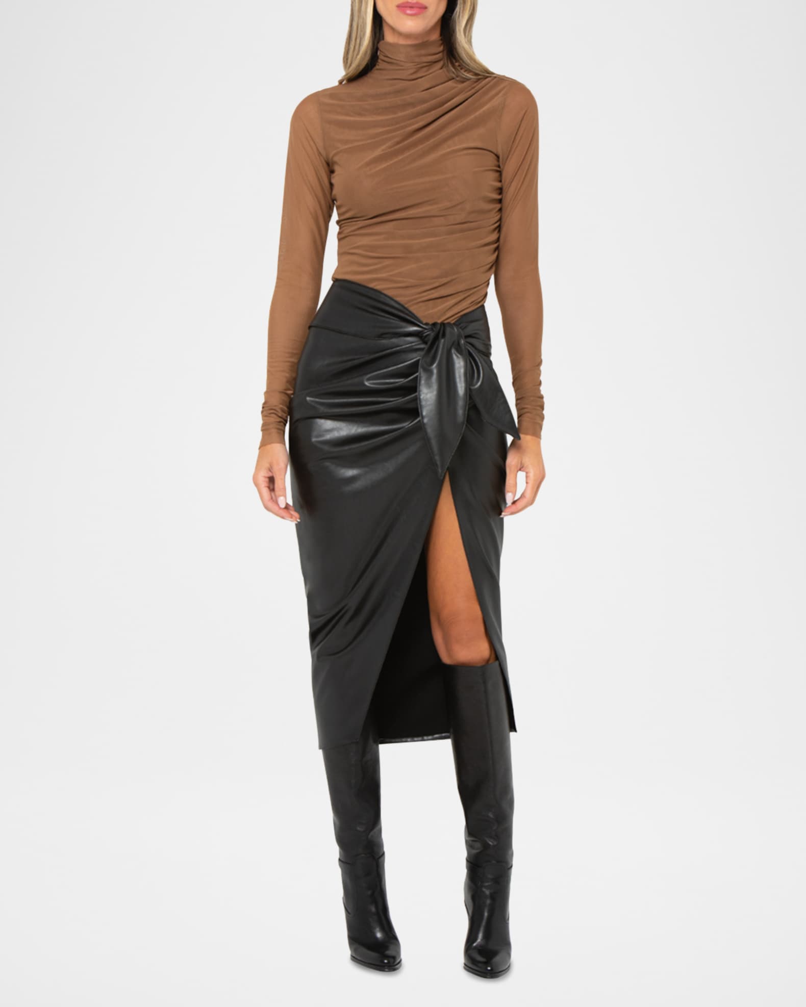 Leather tie skirt shop