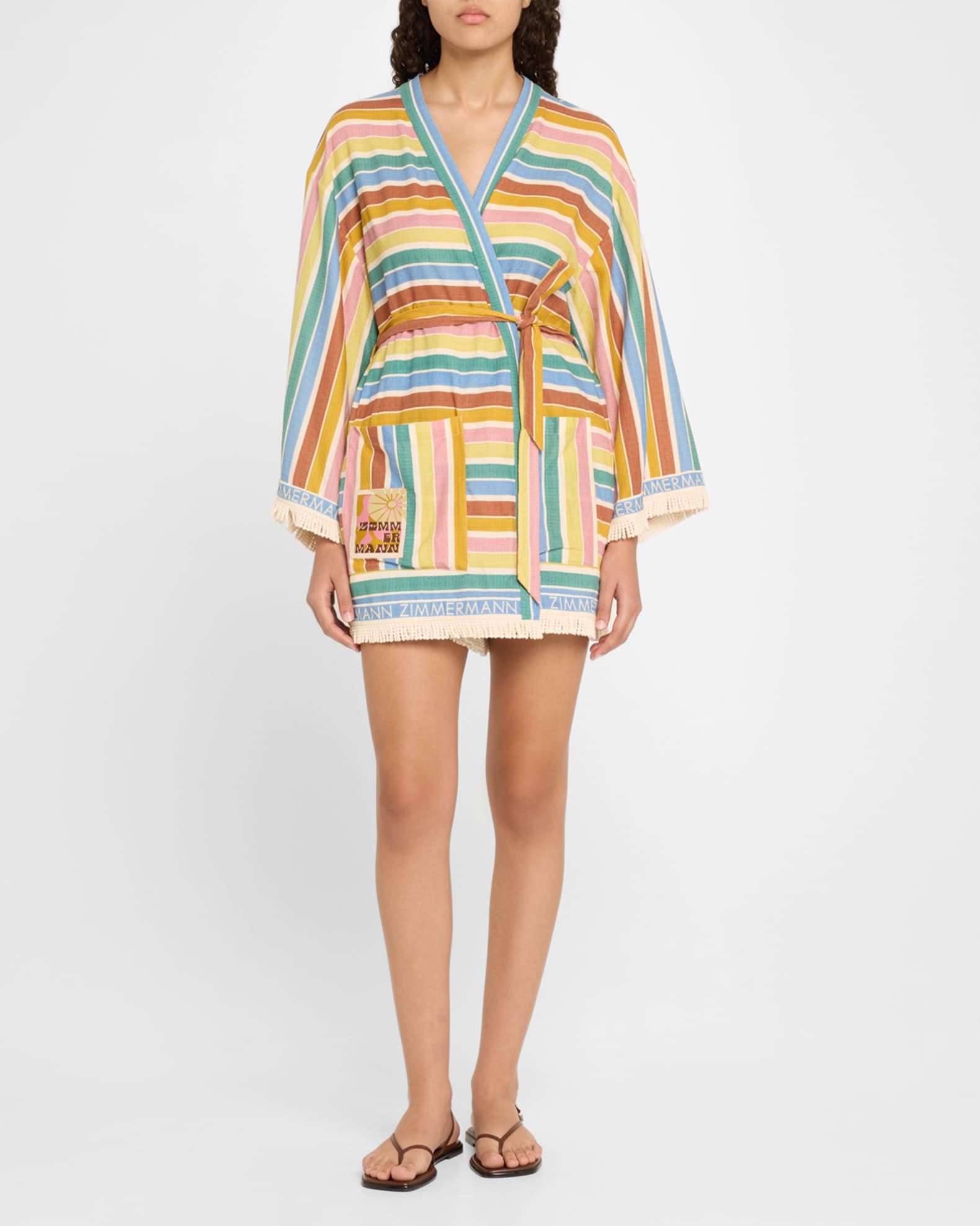 Everley Striped Kimono Robe Coverup 1